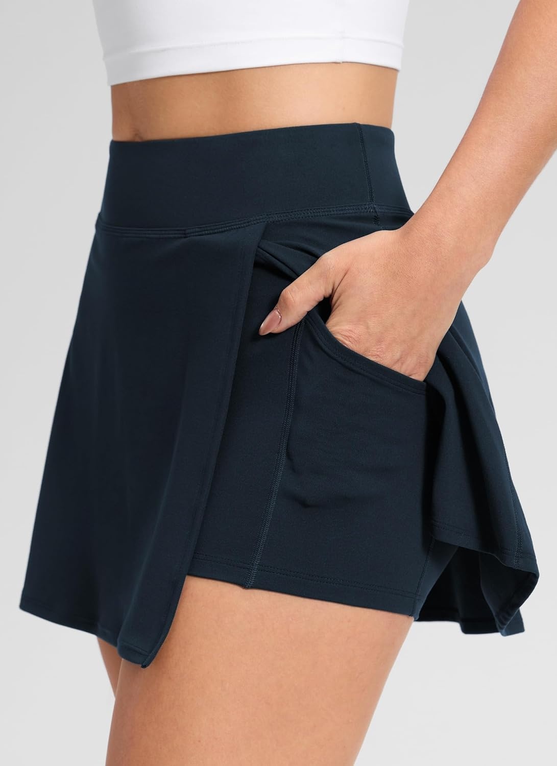 image:imageCRZ YOGA Butterlift High Side Slit Golf Skirts for Women Aline Mini Tennis Casual Skort with Builtin Short LinerTrue Navy