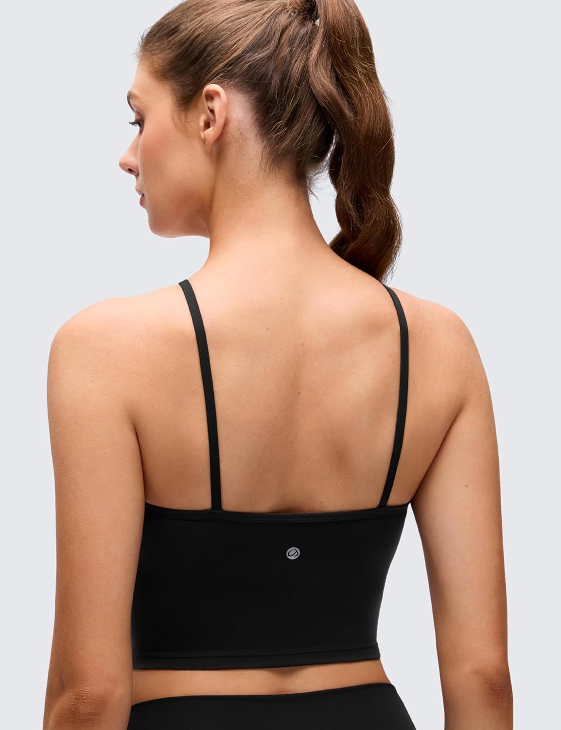 image:imageCRZ YOGA Butterluxe Cross Neck Crop Tank Tops for Women Spaghetti Straps Square Back Padded Yoga Sports BrasBlack