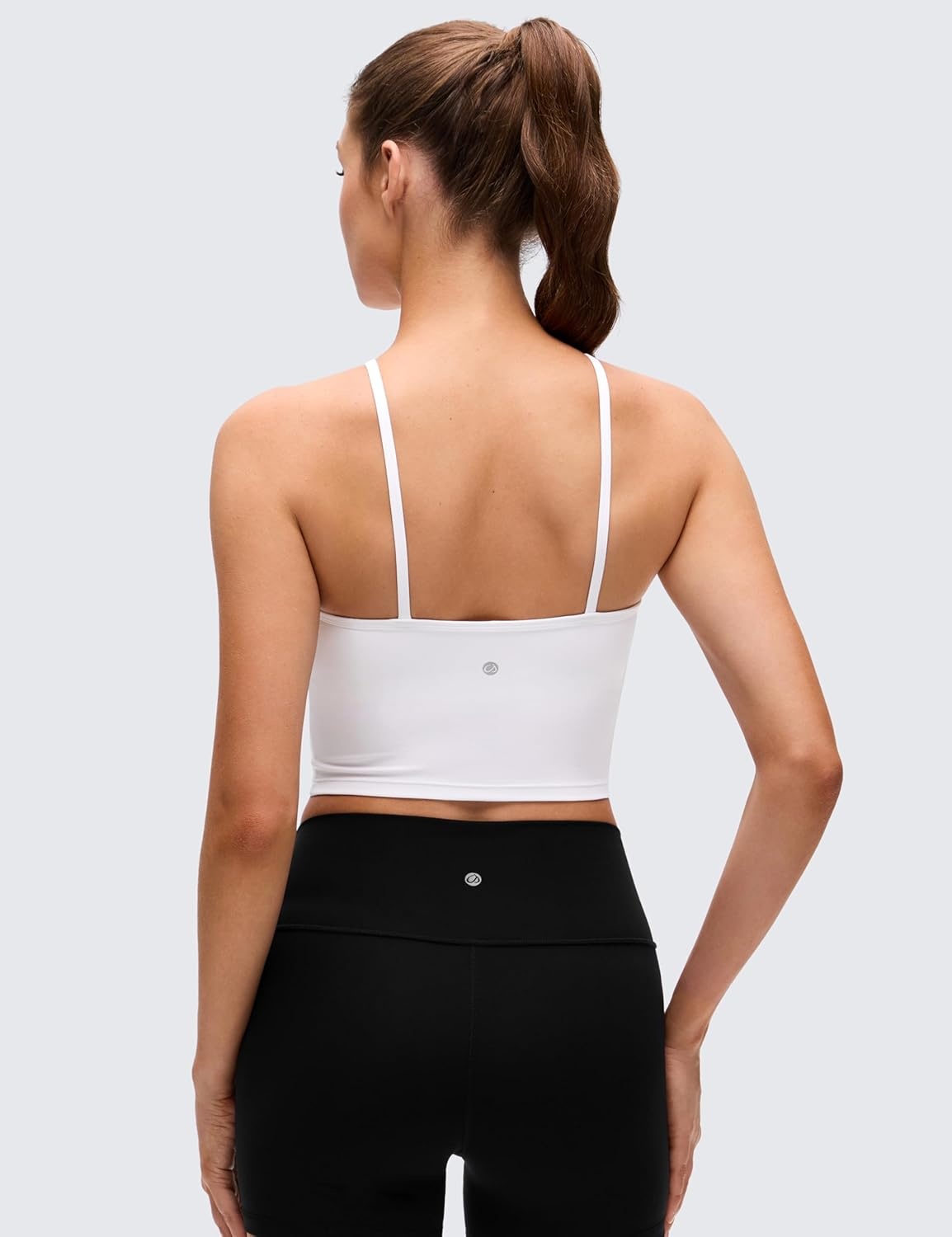 image:imageCRZ YOGA Butterluxe Cross Neck Crop Tank Tops for Women Spaghetti Straps Square Back Padded Yoga Sports BrasWhite