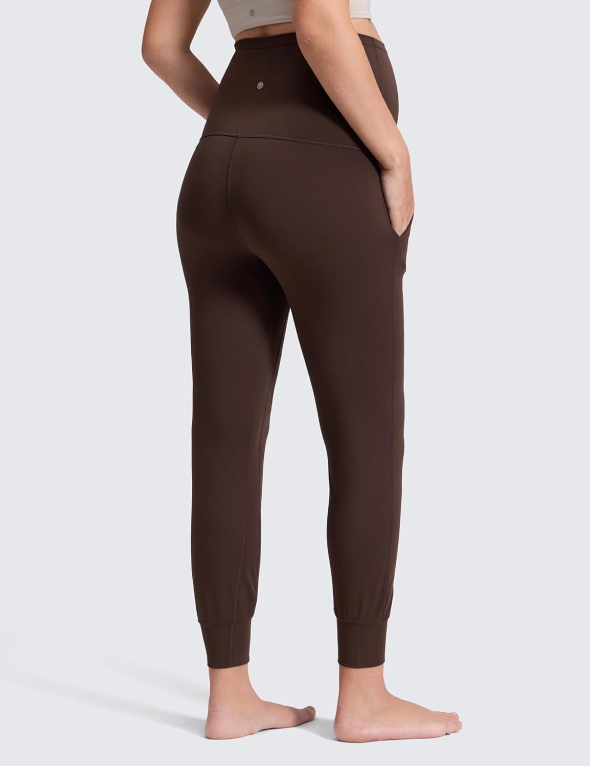 image:imageCRZ YOGA Butterluxe Maternity Joggers Pockets 27 Workout Active Yoga Pregnancy Womens Pants Over The Belly SoftHot Fudge Brown