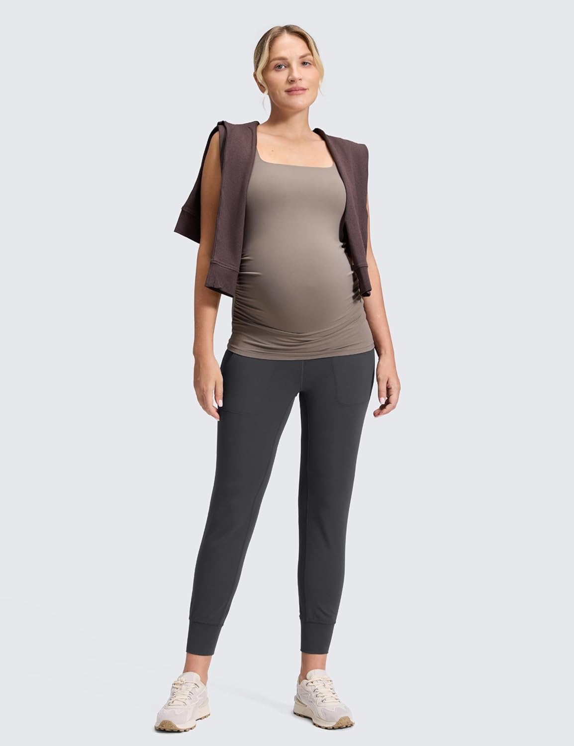image:imageCRZ YOGA Butterluxe Maternity Joggers Pockets 27 Workout Active Yoga Pregnancy Womens Pants Over The Belly SoftMysterious Grey