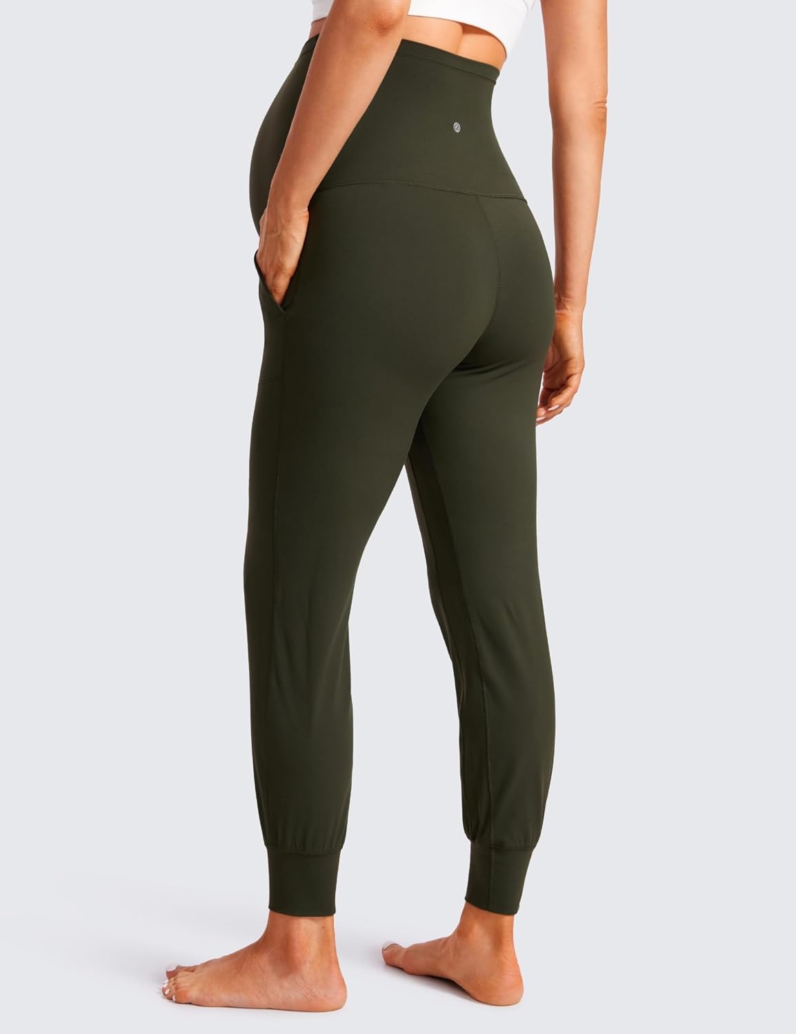 image:imageCRZ YOGA Butterluxe Maternity Joggers Pockets 27 Workout Active Yoga Pregnancy Womens Pants Over The Belly SoftOlive Green