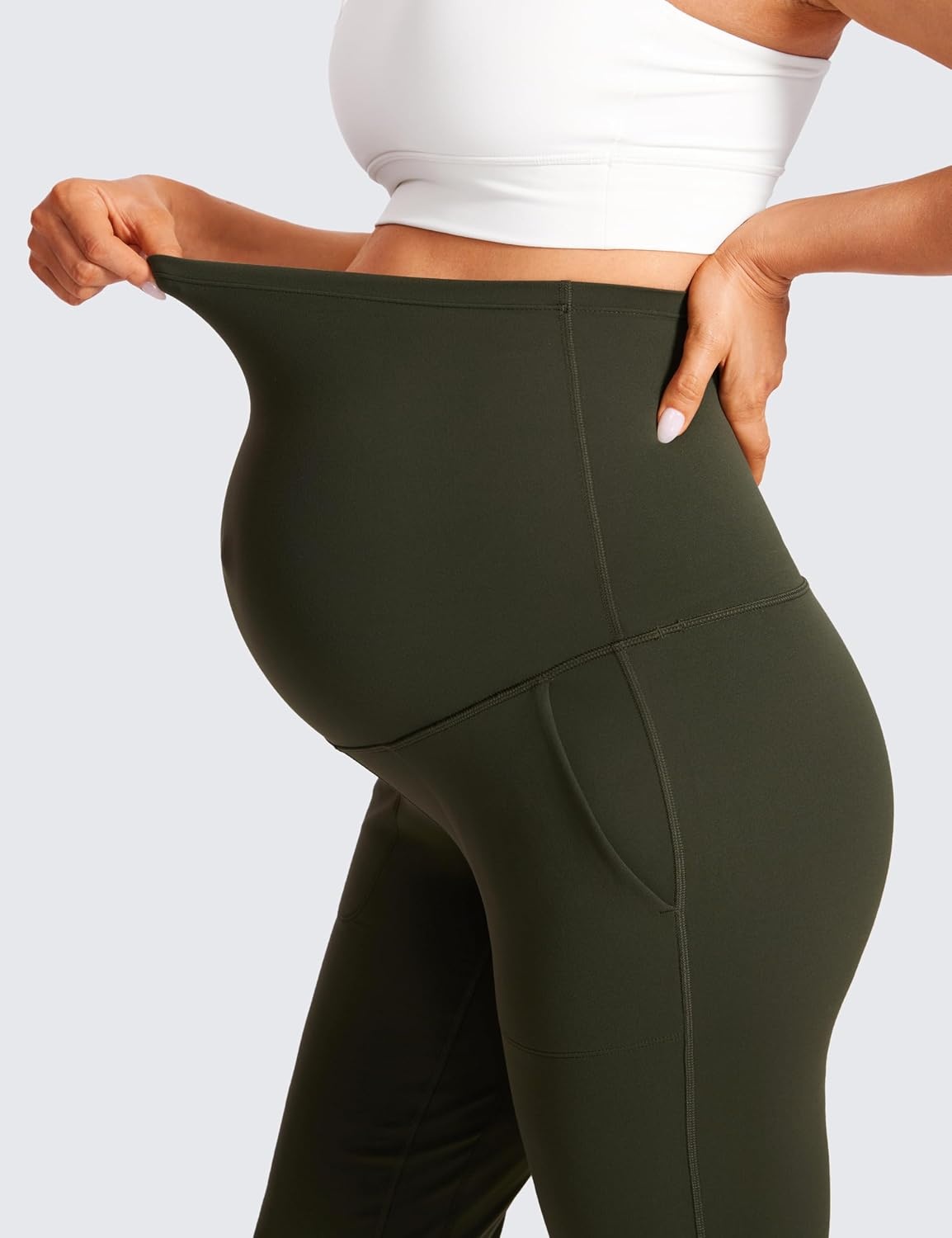 image:imageCRZ YOGA Butterluxe Maternity Joggers Pockets 27 Workout Active Yoga Pregnancy Womens Pants Over The Belly SoftOlive Green