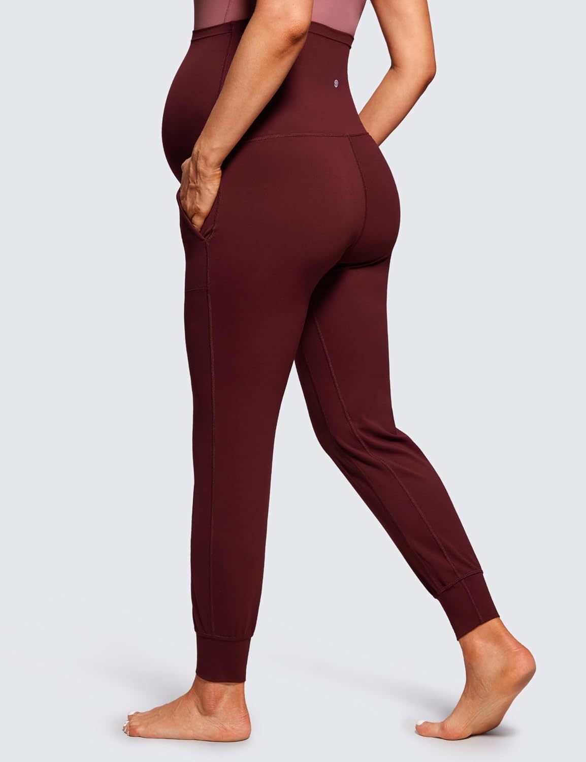 image:imageCRZ YOGA Butterluxe Maternity Joggers Pockets 27 Workout Active Yoga Pregnancy Womens Pants Over The Belly SoftRed Merlot