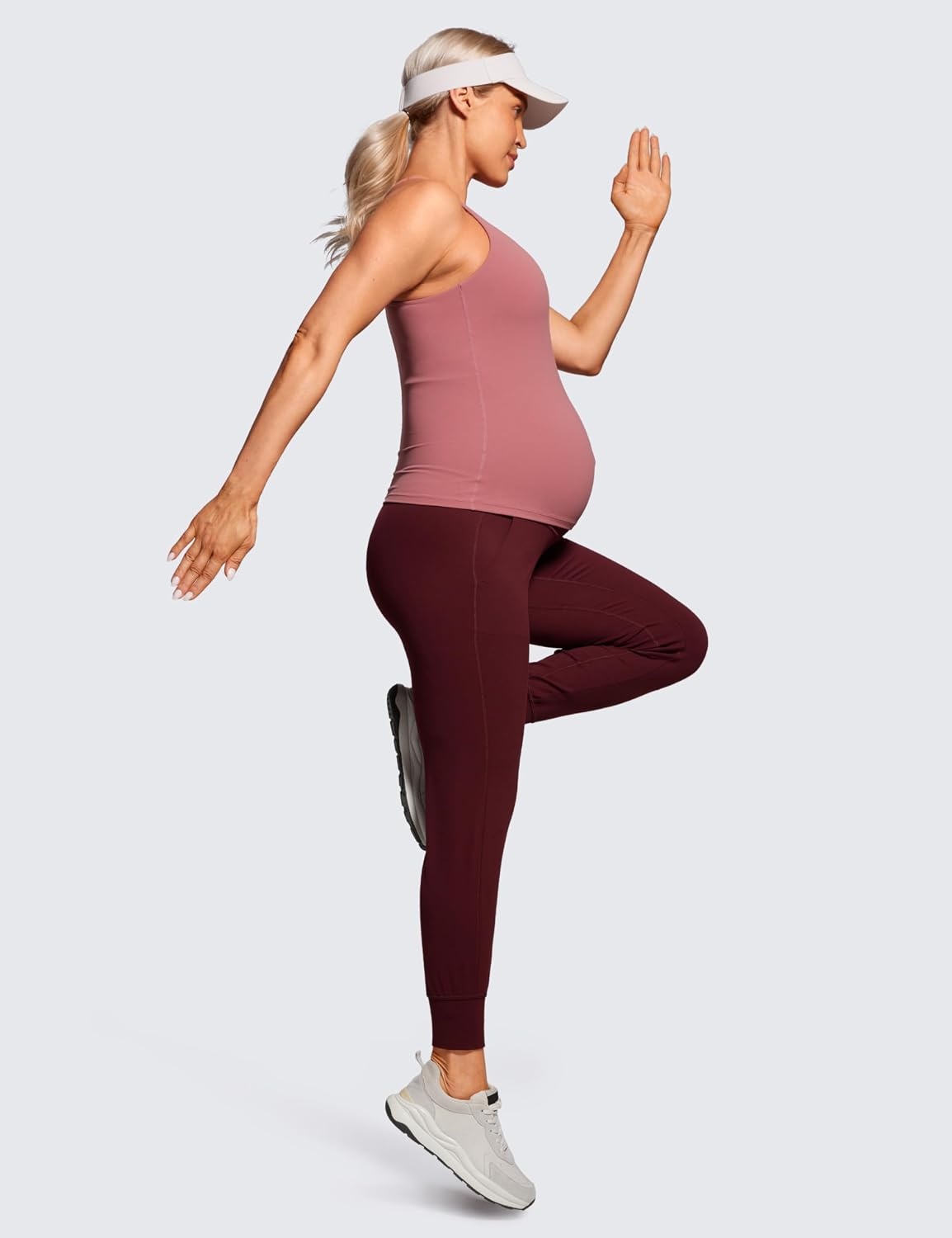 image:imageCRZ YOGA Butterluxe Maternity Joggers Pockets 27 Workout Active Yoga Pregnancy Womens Pants Over The Belly SoftRed Merlot