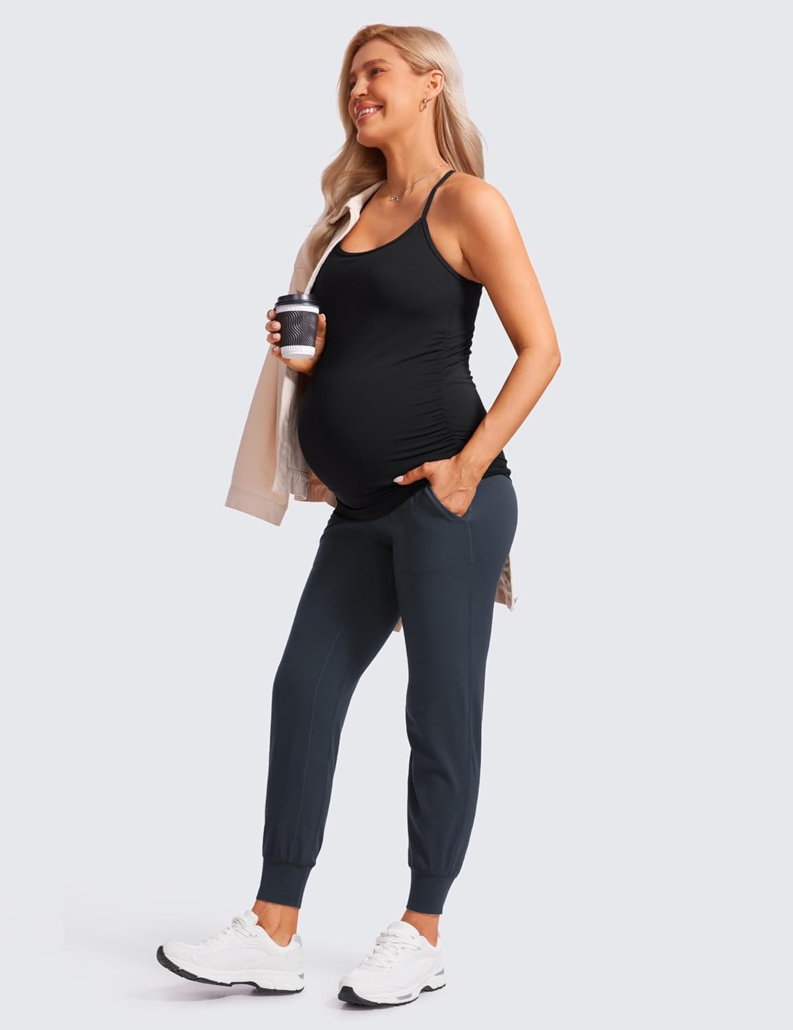 image:imageCRZ YOGA Butterluxe Maternity Joggers Pockets 27 Workout Active Yoga Pregnancy Womens Pants Over The Belly SoftTrue Navy