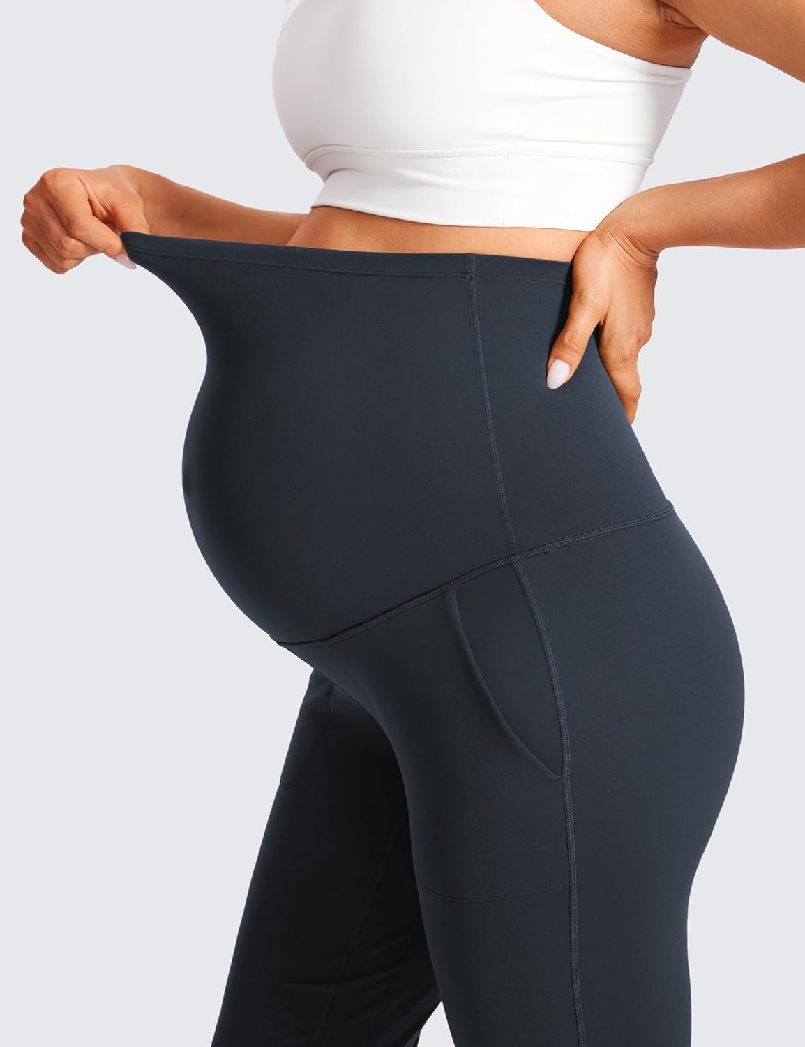 image:imageCRZ YOGA Butterluxe Maternity Joggers Pockets 27 Workout Active Yoga Pregnancy Womens Pants Over The Belly SoftTrue Navy