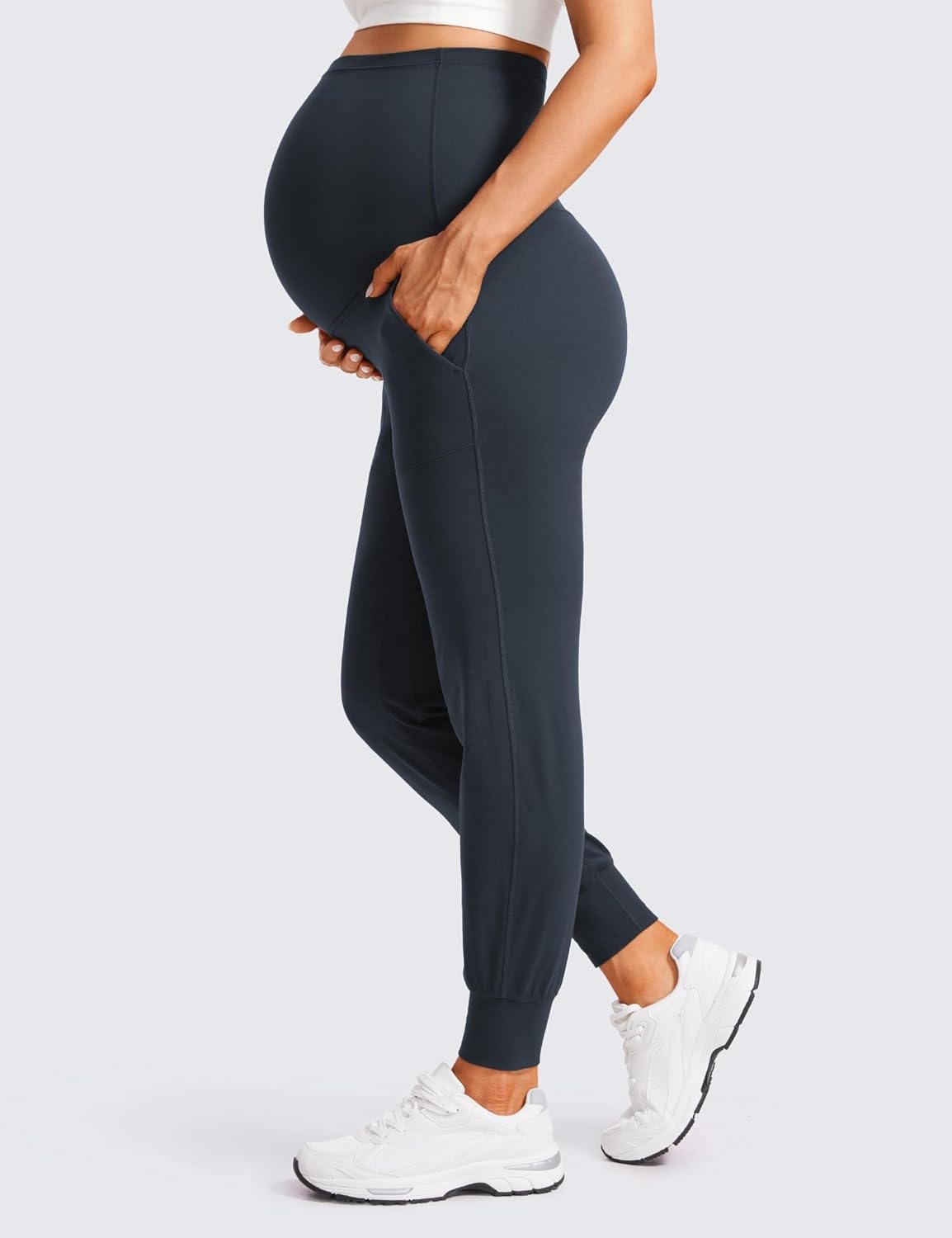 image:imageCRZ YOGA Butterluxe Maternity Joggers Pockets 27 Workout Active Yoga Pregnancy Womens Pants Over The Belly SoftTrue Navy