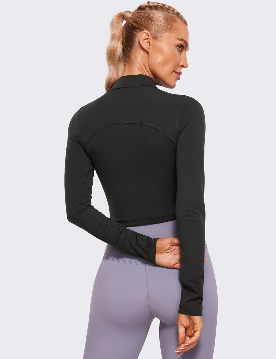 image:imageCRZ YOGA Butterluxe Mock Neck Long Sleeve Shirts for Women Workout Casual Tops Turtleneck Crop Slim Fall Base LayerBlack