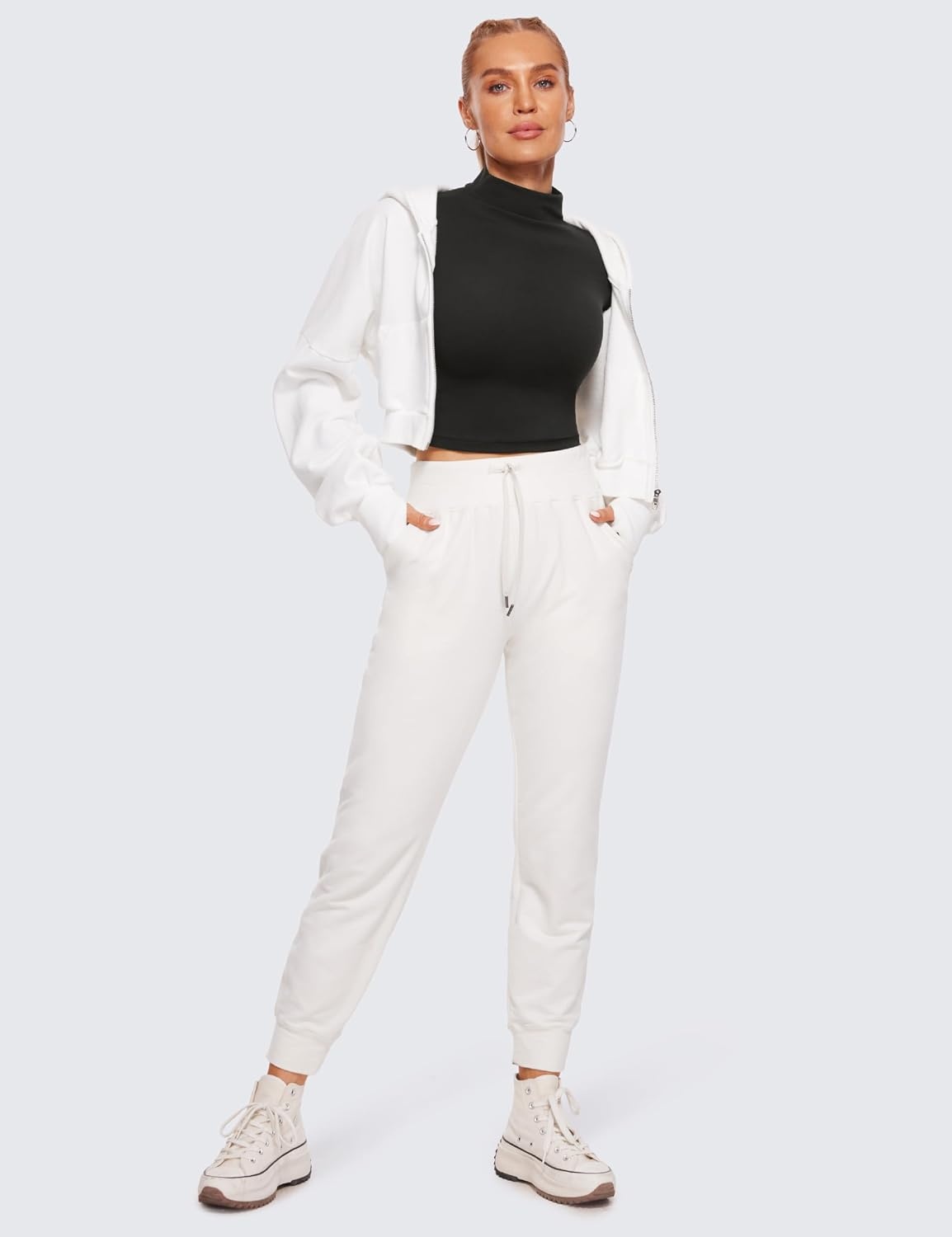 image:imageCRZ YOGA Butterluxe Mock Neck Long Sleeve Shirts for Women Workout Casual Tops Turtleneck Crop Slim Fall Base LayerBlack