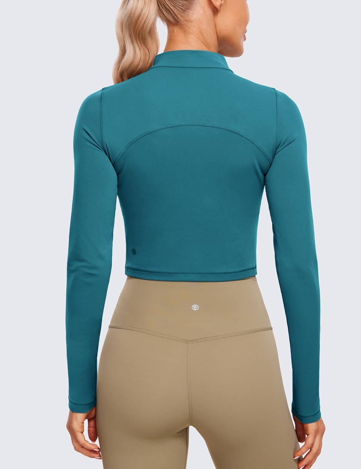 image:imageCRZ YOGA Butterluxe Mock Neck Long Sleeve Shirts for Women Workout Casual Tops Turtleneck Crop Slim Fall Base LayerBorealis Green