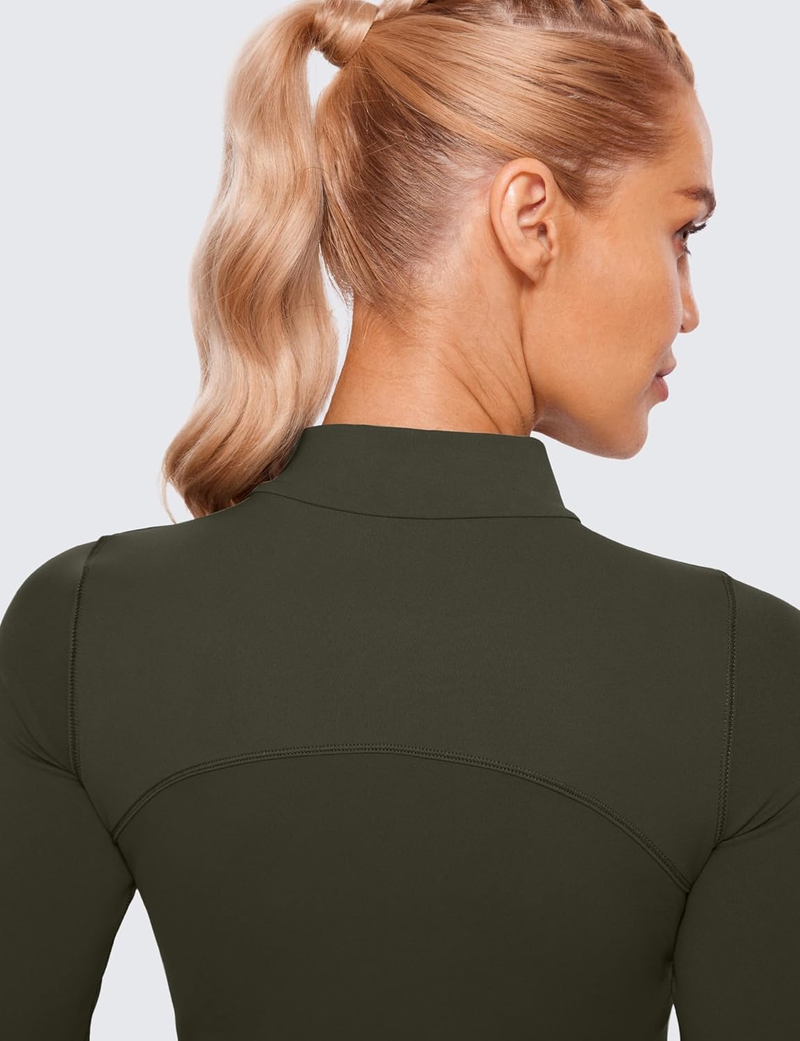 image:imageCRZ YOGA Butterluxe Mock Neck Long Sleeve Shirts for Women Workout Casual Tops Turtleneck Crop Slim Fall Base LayerOlive Green