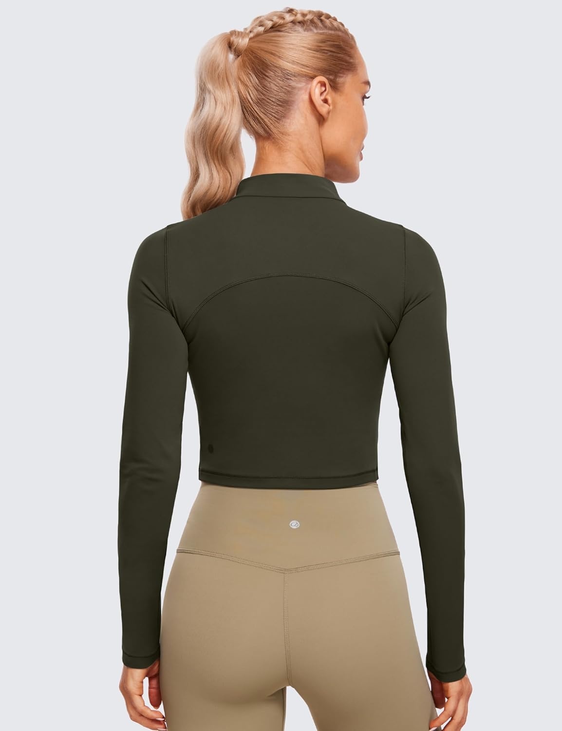 image:imageCRZ YOGA Butterluxe Mock Neck Long Sleeve Shirts for Women Workout Casual Tops Turtleneck Crop Slim Fall Base LayerOlive Green