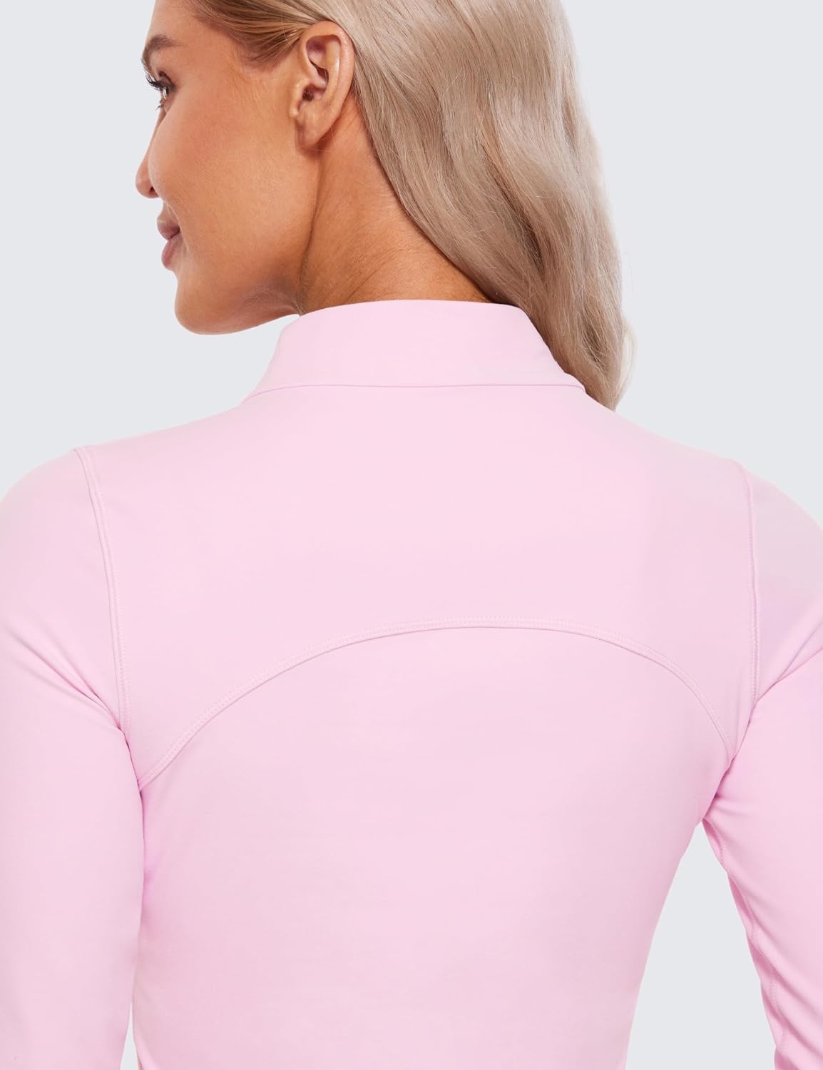 image:imageCRZ YOGA Butterluxe Mock Neck Long Sleeve Shirts for Women Workout Casual Tops Turtleneck Crop Slim Fall Base LayerPink Peony