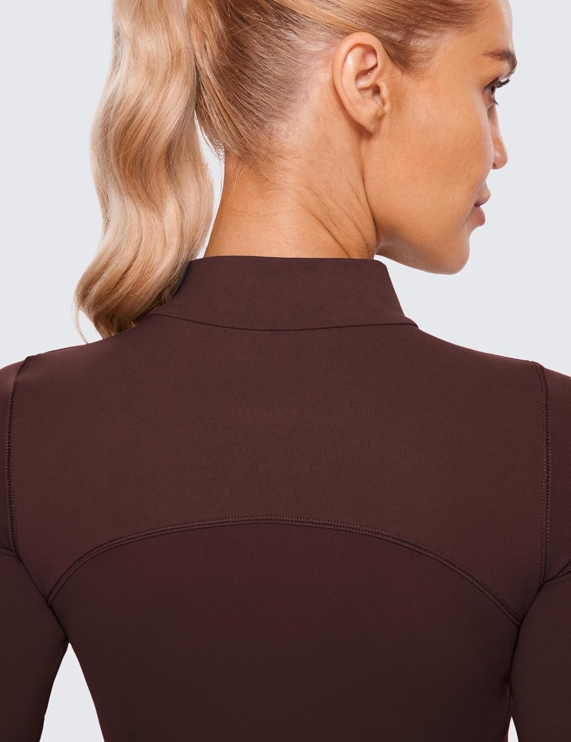 image:imageCRZ YOGA Butterluxe Mock Neck Long Sleeve Shirts for Women Workout Casual Tops Turtleneck Crop Slim Fall Base LayerTaupe