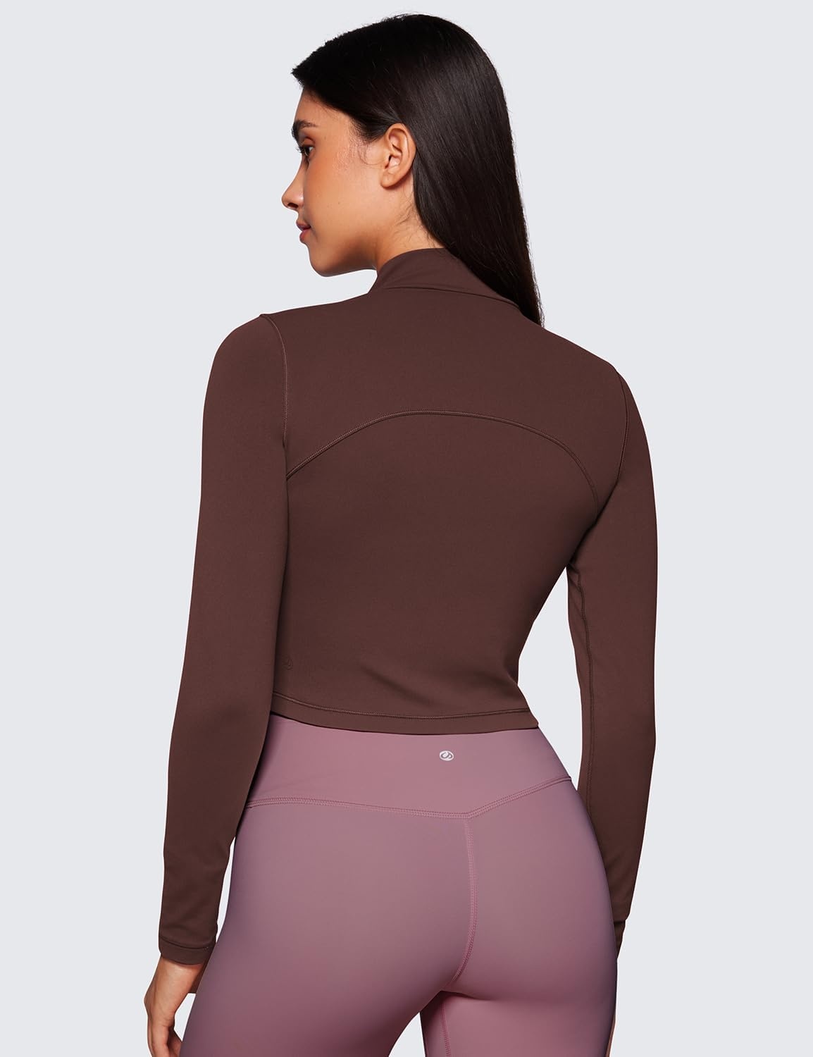 image:imageCRZ YOGA Butterluxe Mock Neck Long Sleeve Shirts for Women Workout Casual Tops Turtleneck Crop Slim Fall Base LayerTaupe