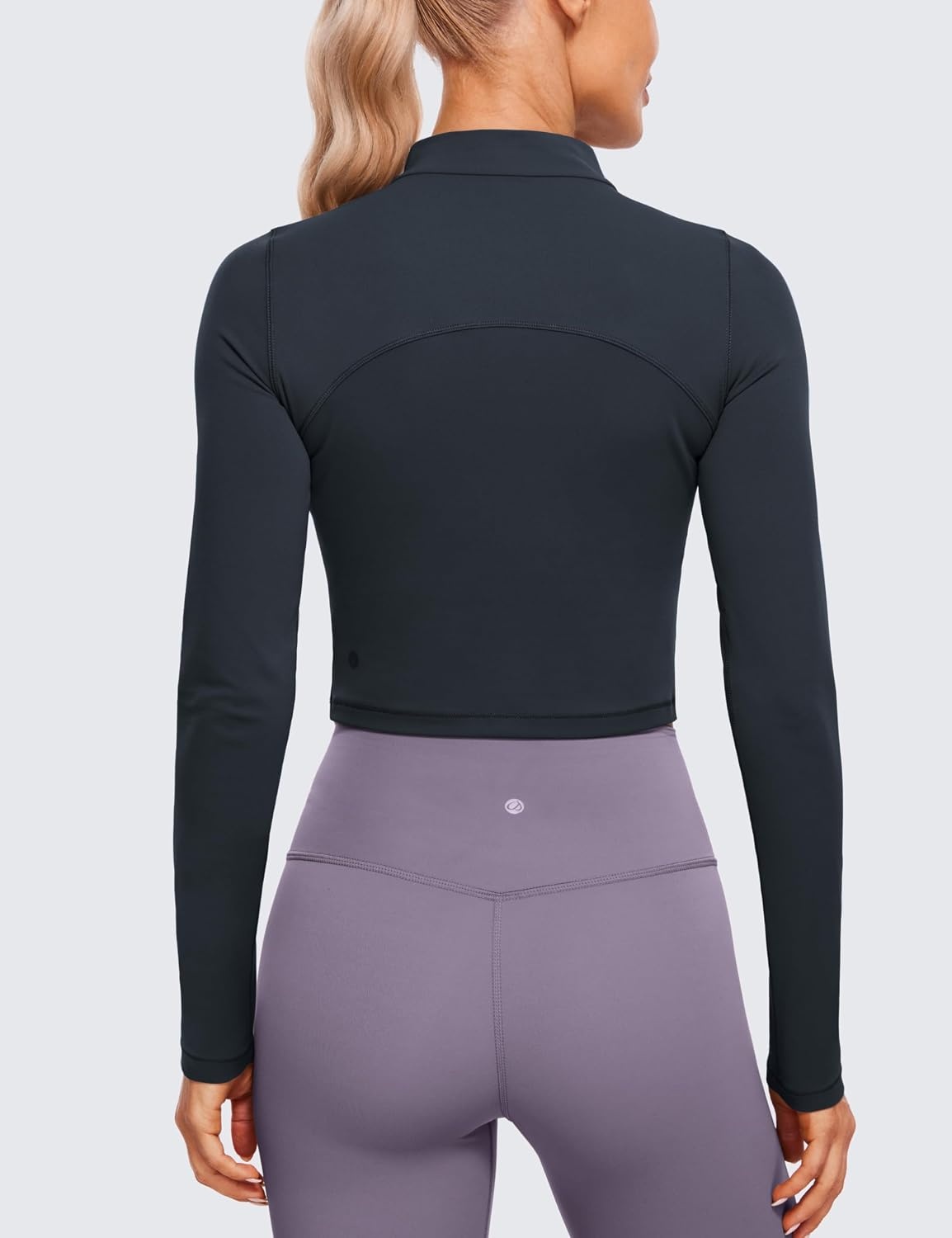 image:imageCRZ YOGA Butterluxe Mock Neck Long Sleeve Shirts for Women Workout Casual Tops Turtleneck Crop Slim Fall Base LayerTrue Navy
