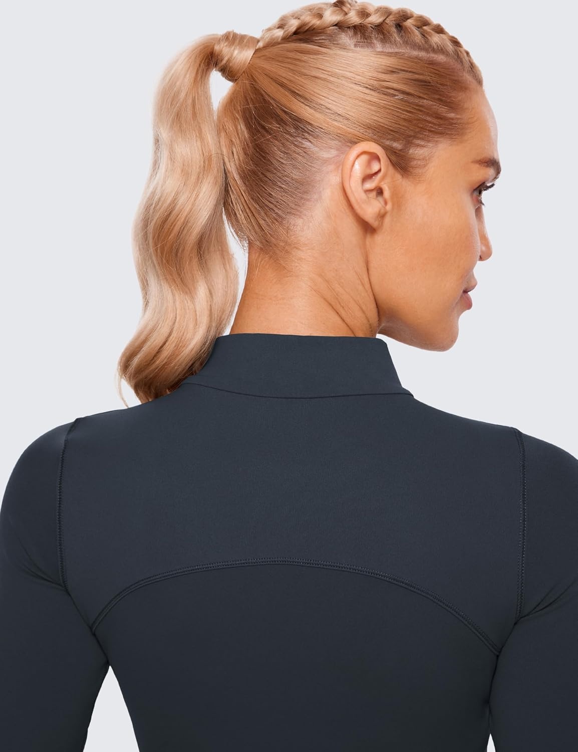 image:imageCRZ YOGA Butterluxe Mock Neck Long Sleeve Shirts for Women Workout Casual Tops Turtleneck Crop Slim Fall Base LayerTrue Navy