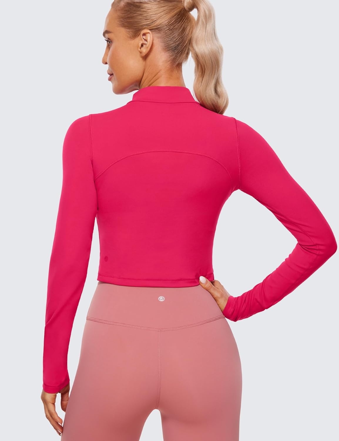 image:imageCRZ YOGA Butterluxe Mock Neck Long Sleeve Shirts for Women Workout Casual Tops Turtleneck Crop Slim Fall Base LayerViva Magenta