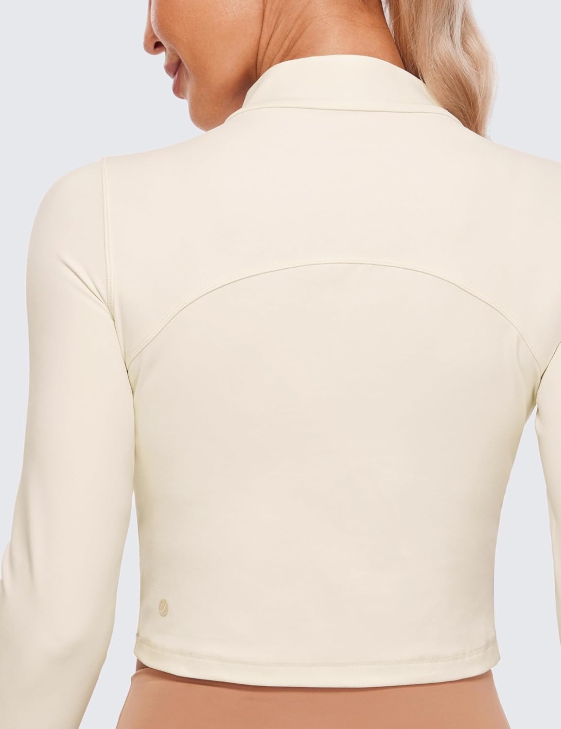 image:imageCRZ YOGA Butterluxe Mock Neck Long Sleeve Shirts for Women Workout Casual Tops Turtleneck Crop Slim Fall Base LayerWhite Apricot
