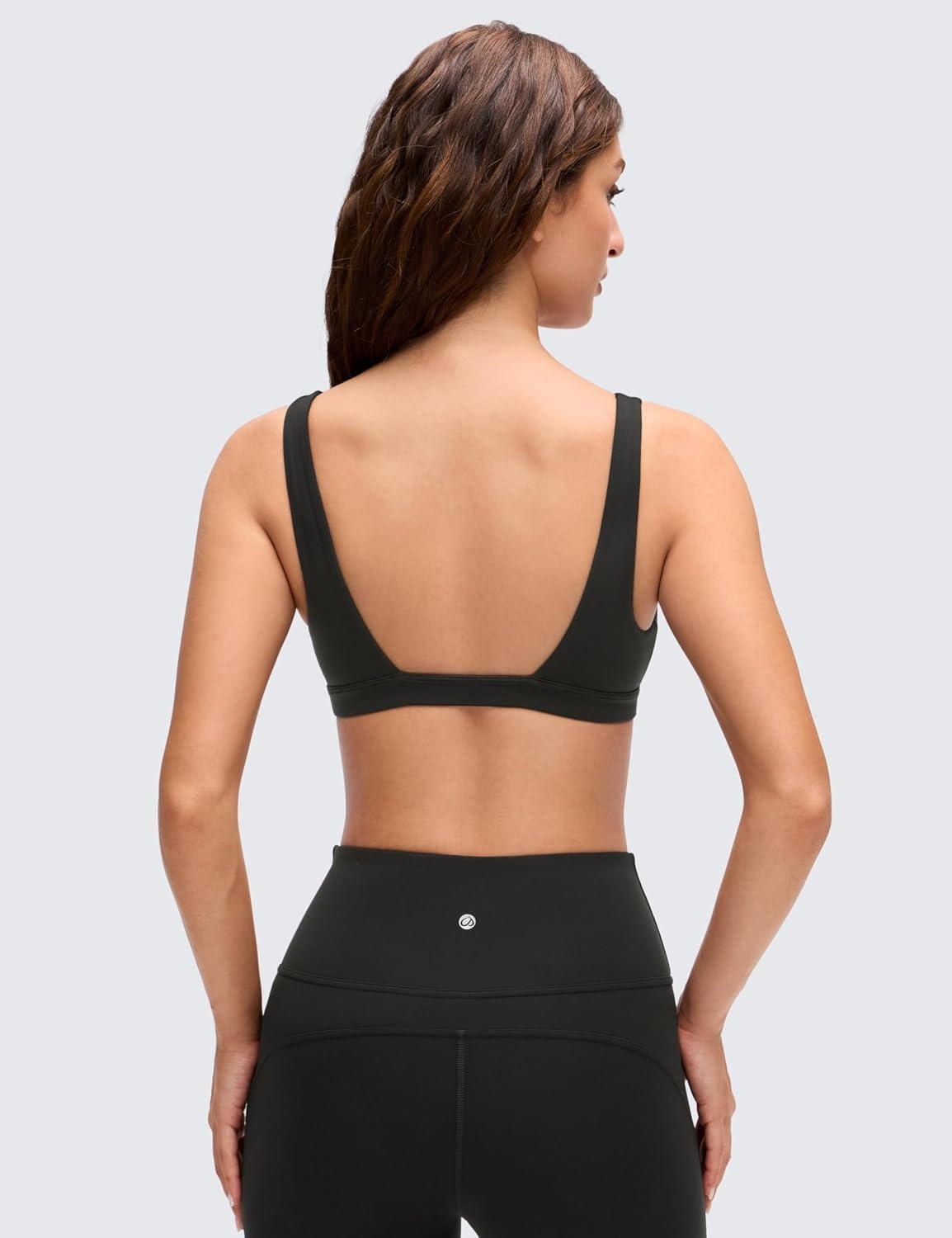 image:imageCRZ YOGA Butterluxe Soft Double Lined Deep V Neck Sports Bras for Women Open Back Yoga Crop Top Casual Non PaddedBlack