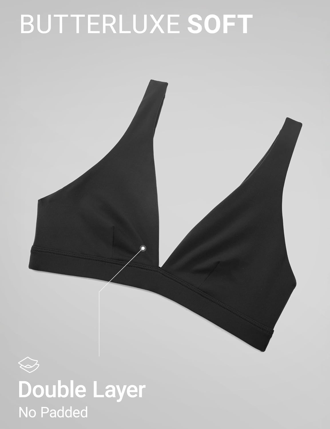 image:imageCRZ YOGA Butterluxe Soft Double Lined Deep V Neck Sports Bras for Women Open Back Yoga Crop Top Casual Non PaddedBlack