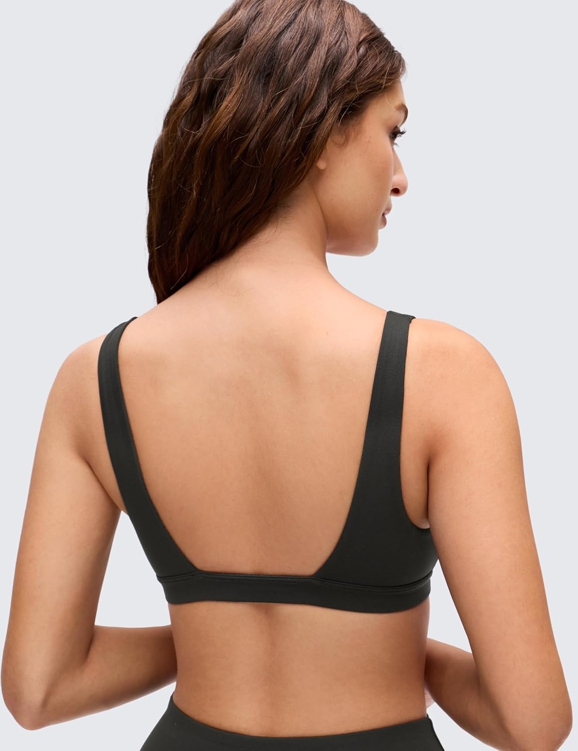 image:imageCRZ YOGA Butterluxe Soft Double Lined Deep V Neck Sports Bras for Women Open Back Yoga Crop Top Casual Non PaddedBlack