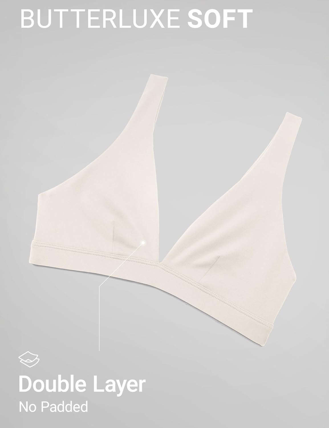 image:imageCRZ YOGA Butterluxe Soft Double Lined Deep V Neck Sports Bras for Women Open Back Yoga Crop Top Casual Non PaddedMilky White