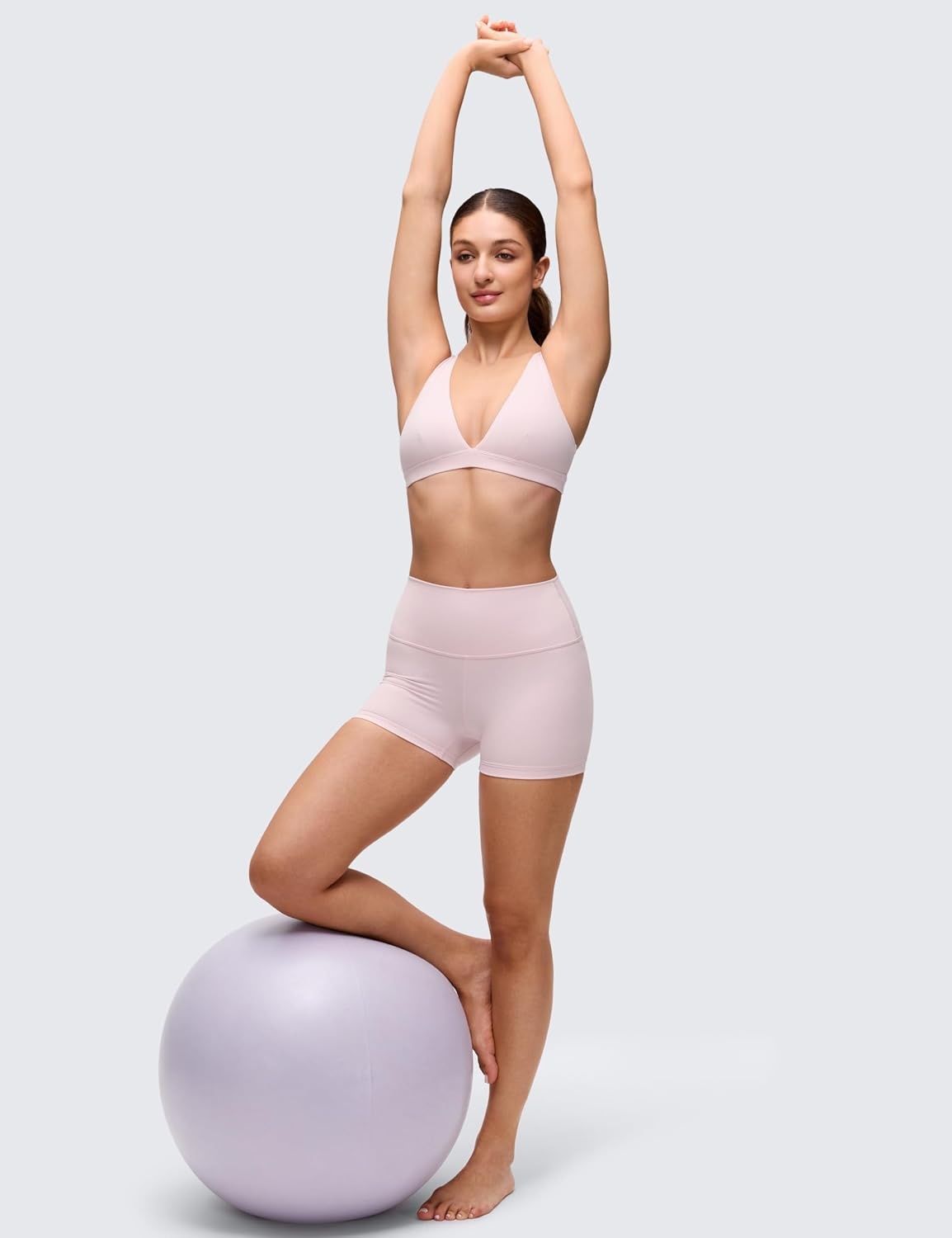 image:imageCRZ YOGA Butterluxe Soft Double Lined Deep V Neck Sports Bras for Women Open Back Yoga Crop Top Casual Non PaddedStrawberry Pink