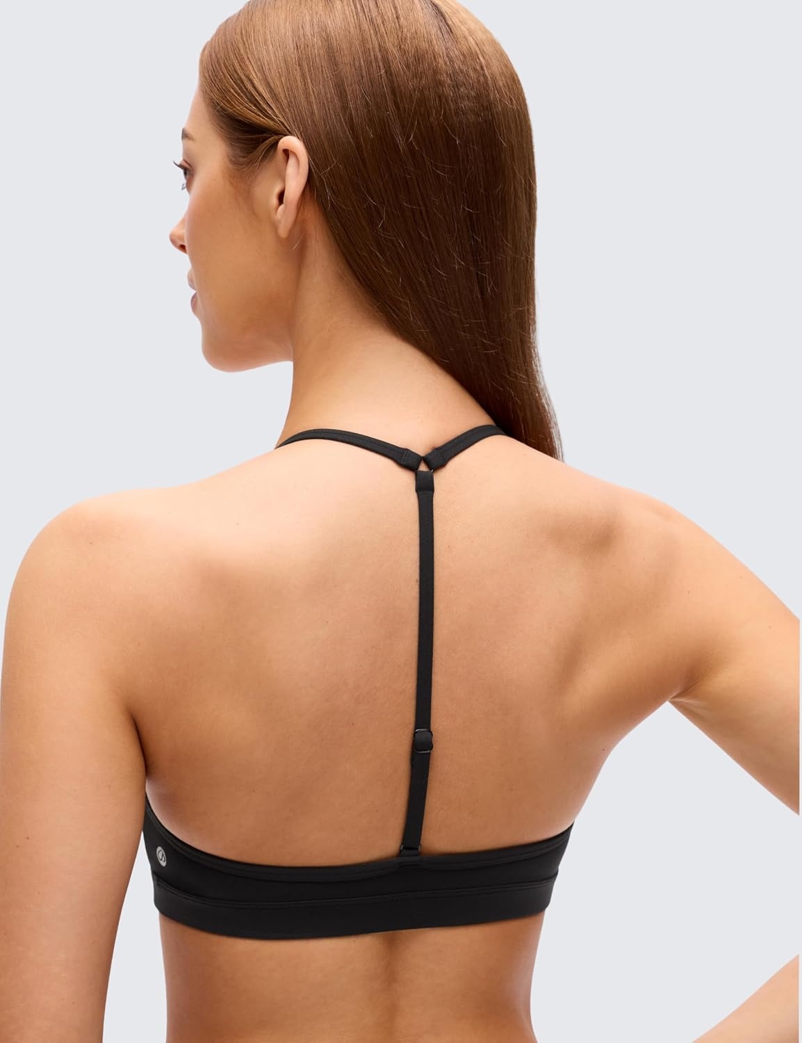 image:imageCRZ YOGA Butterluxe Soft Double Lined TBack Sports Bras for Women V Neck Adjustable Strap Yoga Crop Top Casual Non PaddedBlack