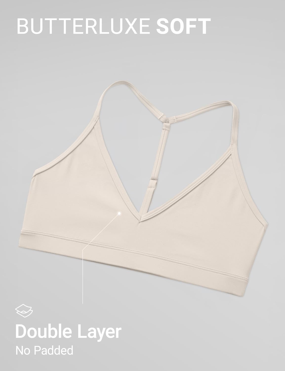 image:imageCRZ YOGA Butterluxe Soft Double Lined TBack Sports Bras for Women V Neck Adjustable Strap Yoga Crop Top Casual Non PaddedMojave Tan