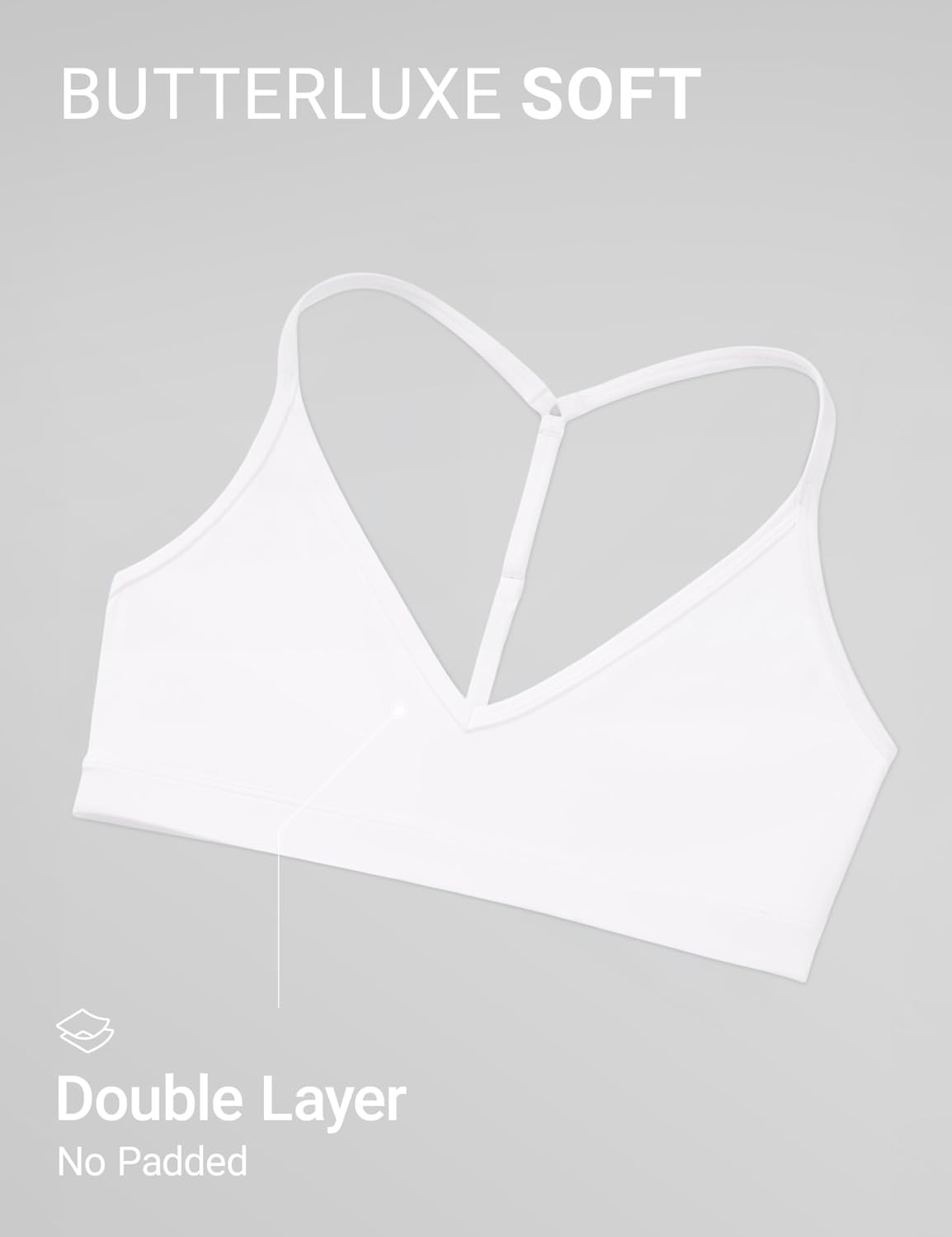 image:imageCRZ YOGA Butterluxe Soft Double Lined TBack Sports Bras for Women V Neck Adjustable Strap Yoga Crop Top Casual Non PaddedWhite