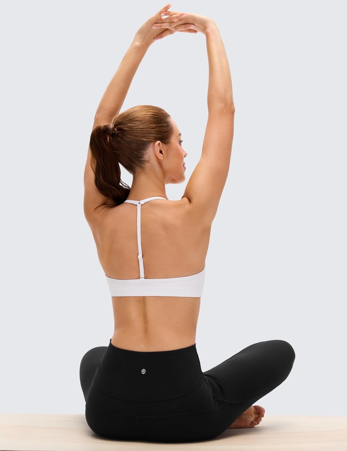 image:imageCRZ YOGA Butterluxe Soft Double Lined TBack Sports Bras for Women V Neck Adjustable Strap Yoga Crop Top Casual Non PaddedWhite