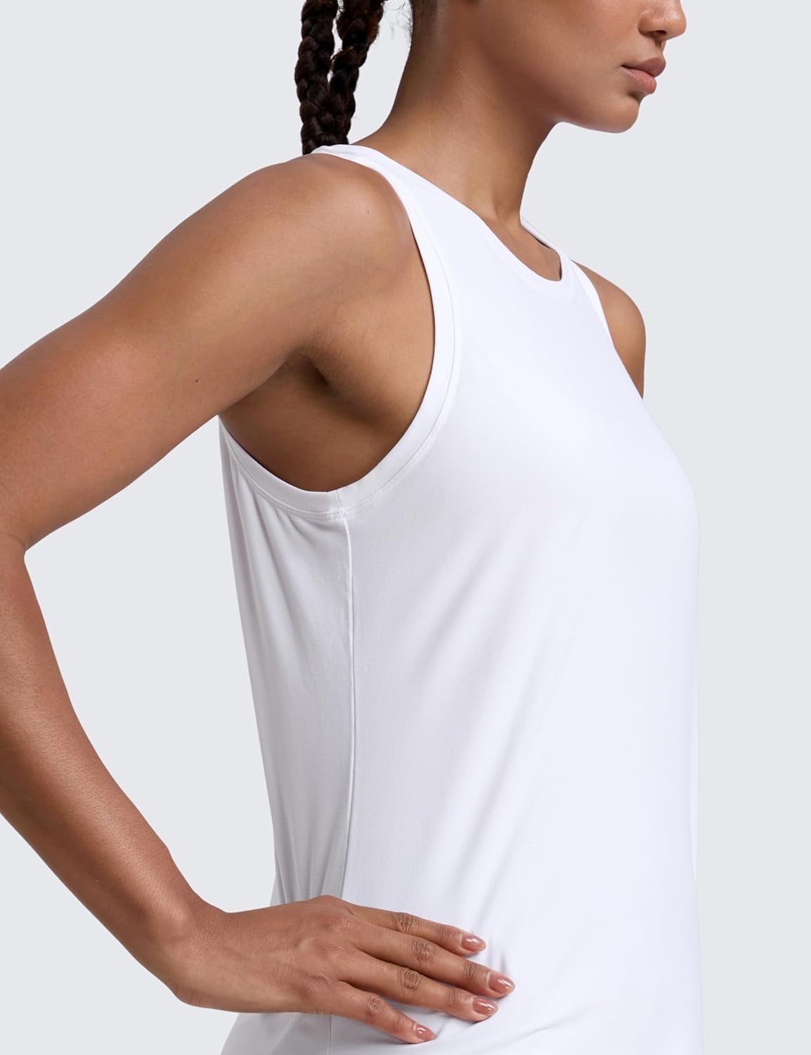 image:imageCRZ YOGA Cloudweight Open Back Workout Tops for Women Lightweight High Neck Athletic Gym Tank Soft Running Sleeveless ShirtsWhite