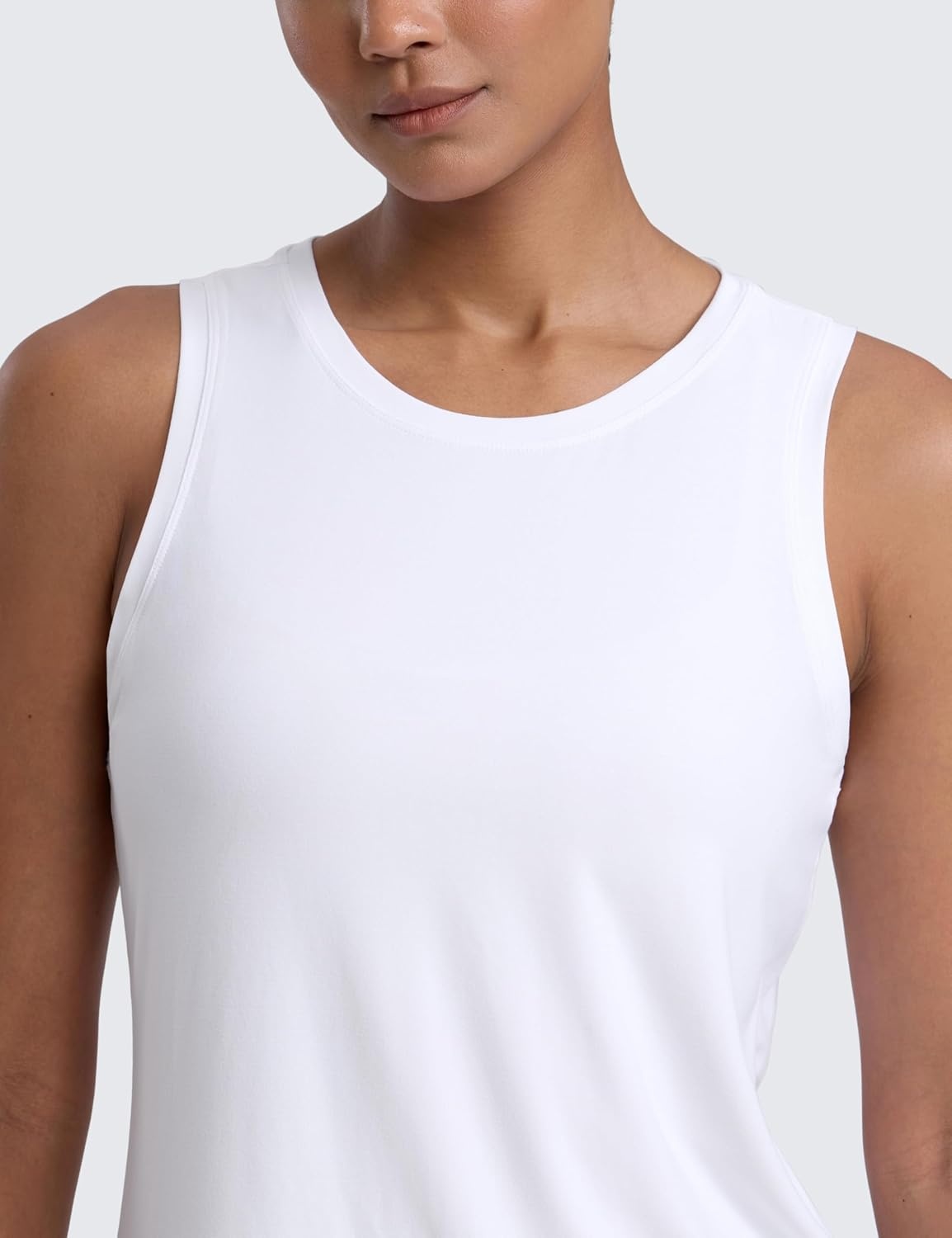 image:imageCRZ YOGA Cloudweight Open Back Workout Tops for Women Lightweight High Neck Athletic Gym Tank Soft Running Sleeveless ShirtsWhite