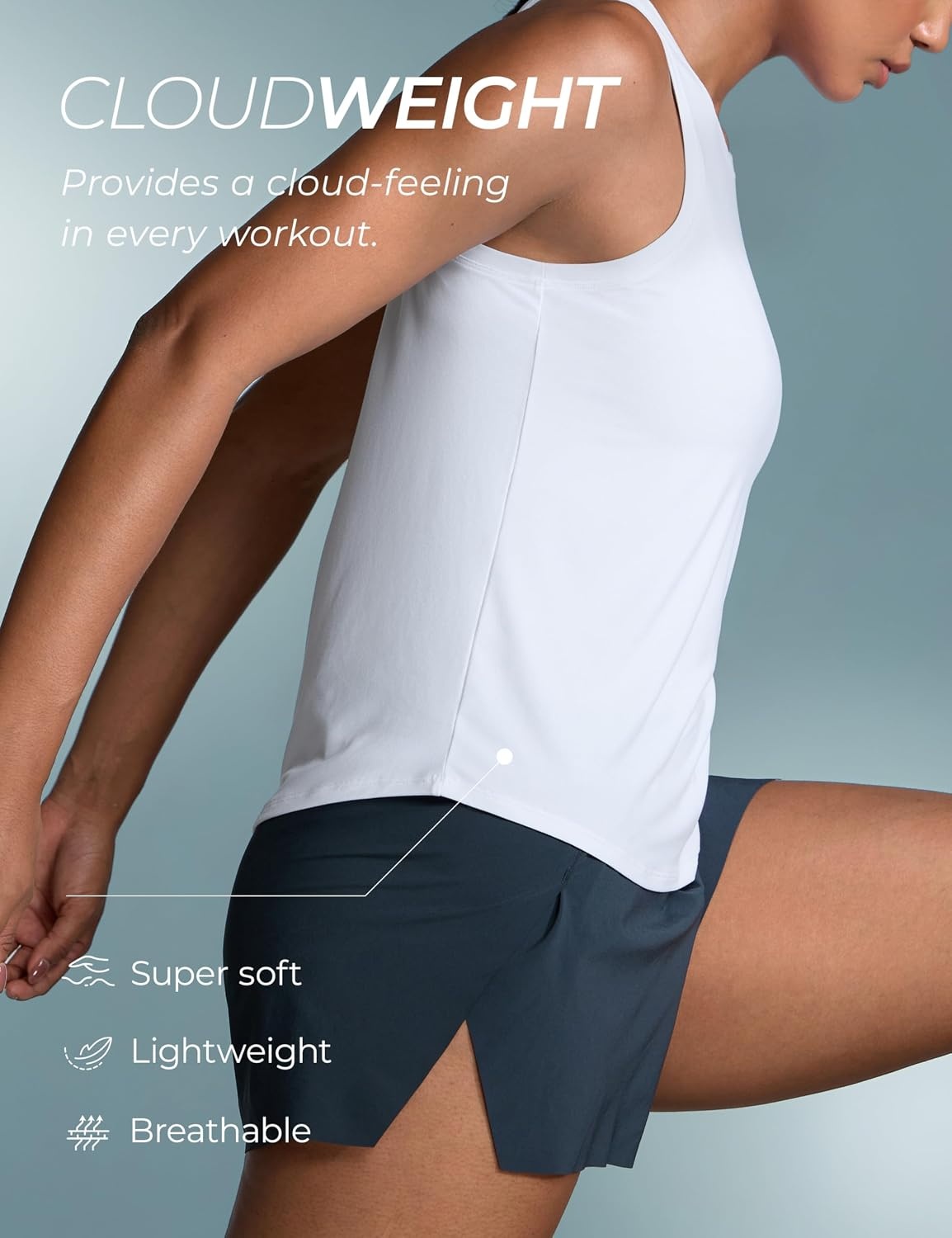 image:imageCRZ YOGA Cloudweight Open Back Workout Tops for Women Lightweight High Neck Athletic Gym Tank Soft Running Sleeveless ShirtsWhite