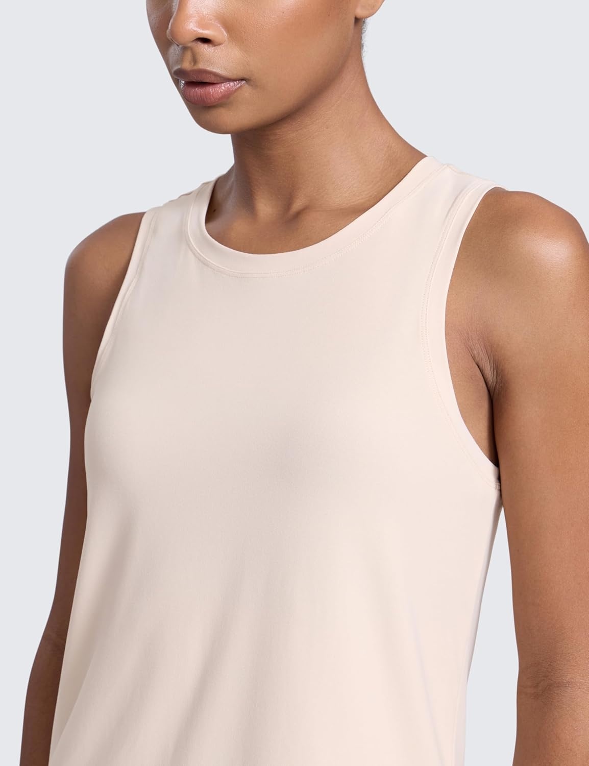 image:imageCRZ YOGA Cloudweight Open Back Workout Tops for Women Lightweight High Neck Athletic Gym Tank Soft Running Sleeveless ShirtsWhite Opal
