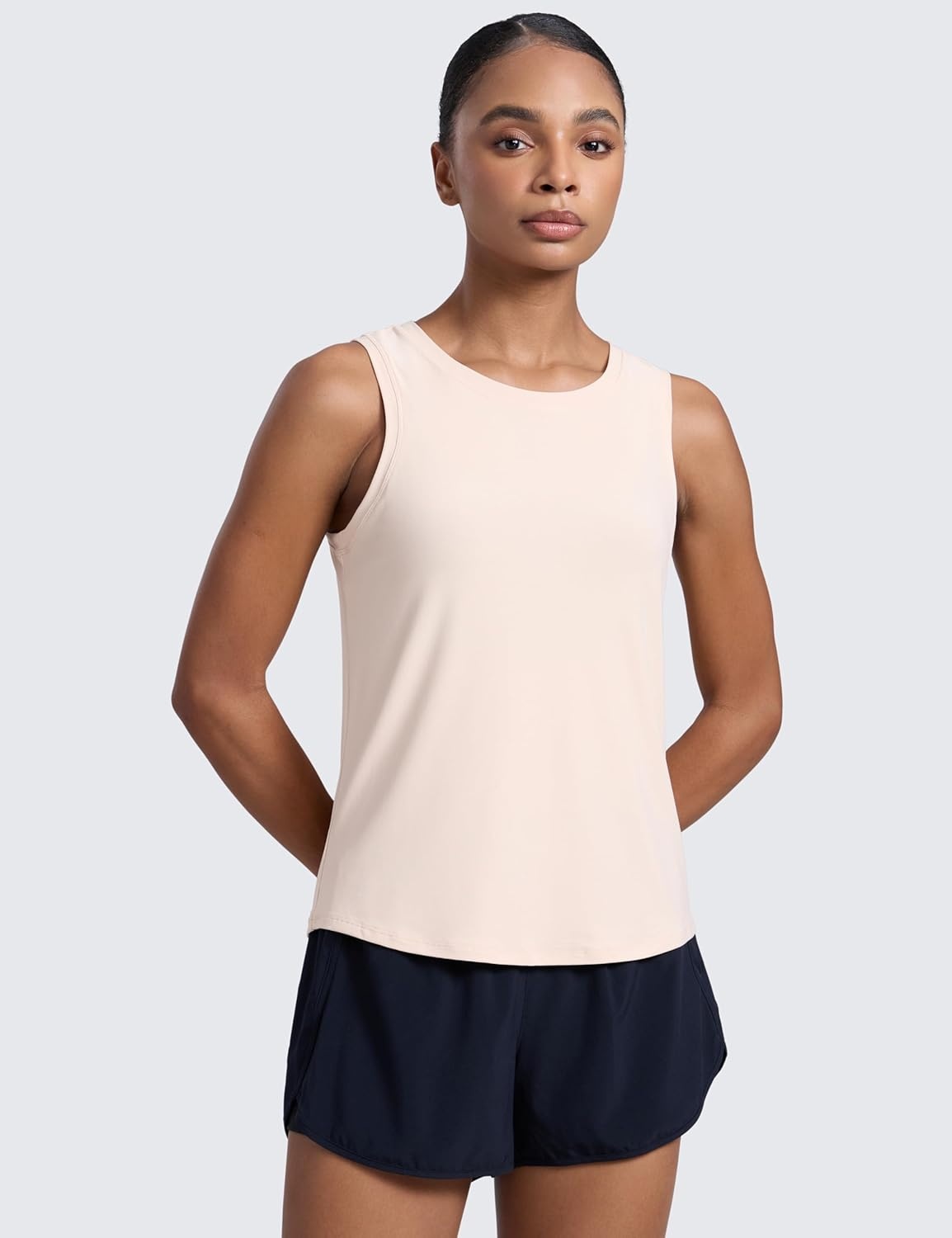 image:imageCRZ YOGA Cloudweight Open Back Workout Tops for Women Lightweight High Neck Athletic Gym Tank Soft Running Sleeveless ShirtsWhite Opal