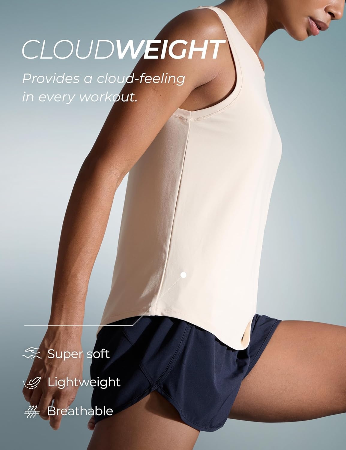 image:imageCRZ YOGA Cloudweight Open Back Workout Tops for Women Lightweight High Neck Athletic Gym Tank Soft Running Sleeveless ShirtsWhite Opal