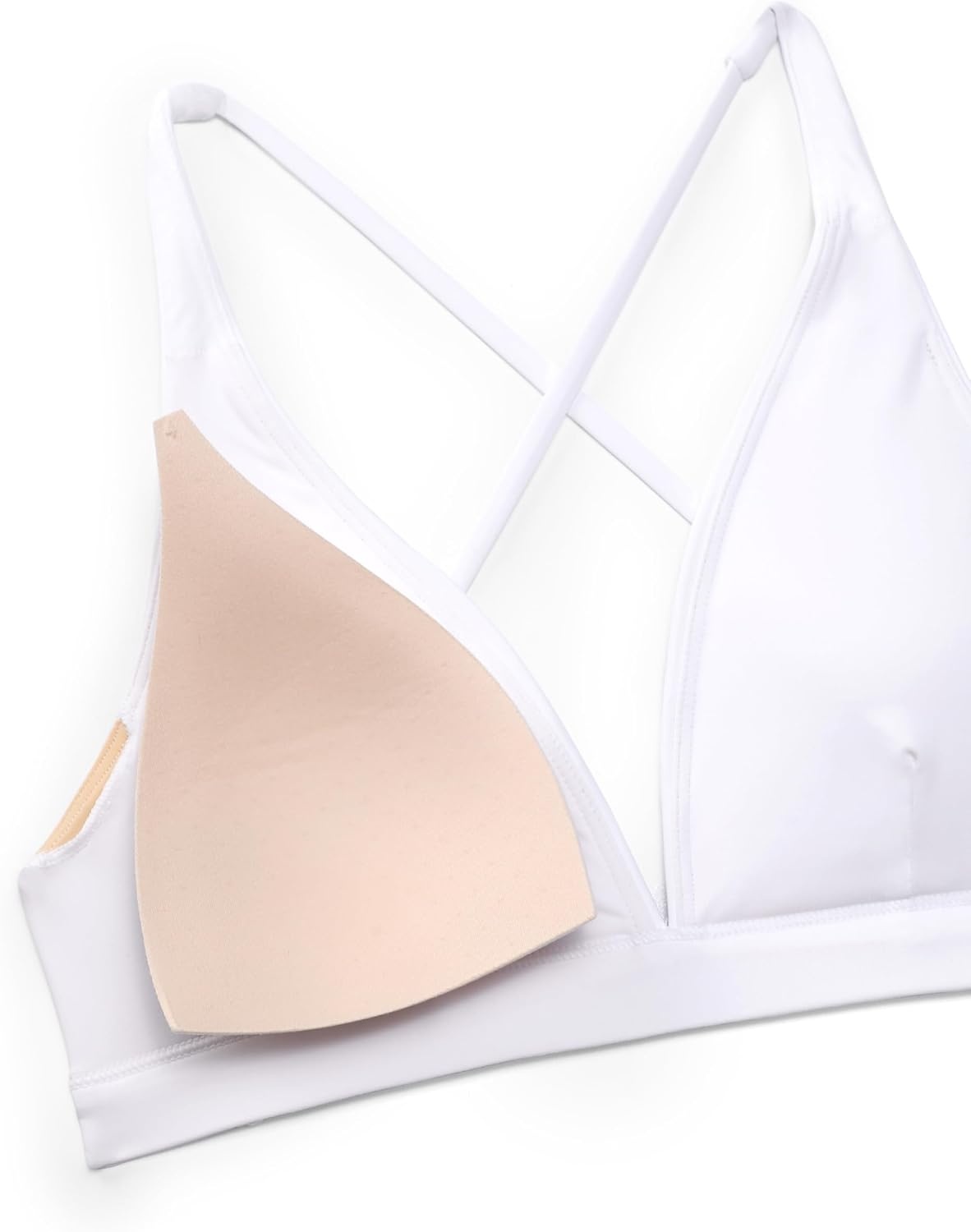 image:imageCRZ YOGA Deep V Neck Bikini Tops for Women Padded Criss Cross Back Triangle Sexy Swim Bathing Suit BraWhite
