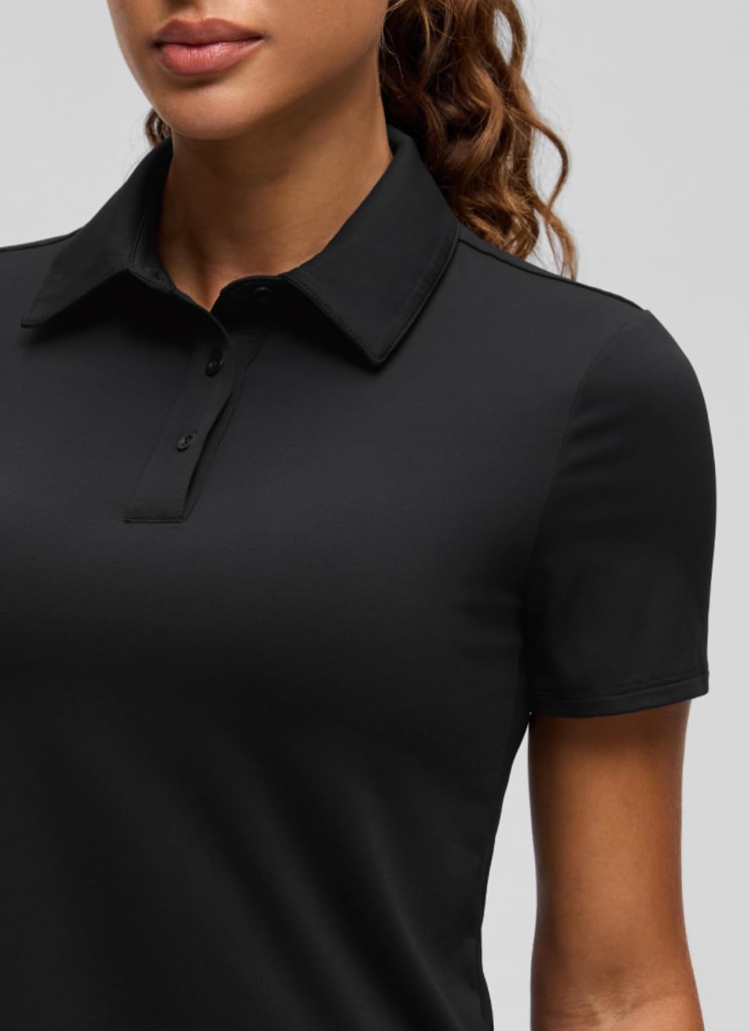 image:imageCRZ YOGA Golf Polo Shirts Short Sleeve for Women UPF 50 Sun Protection Tennis Athletic Collared Tops Lightweight Quick DryBlack