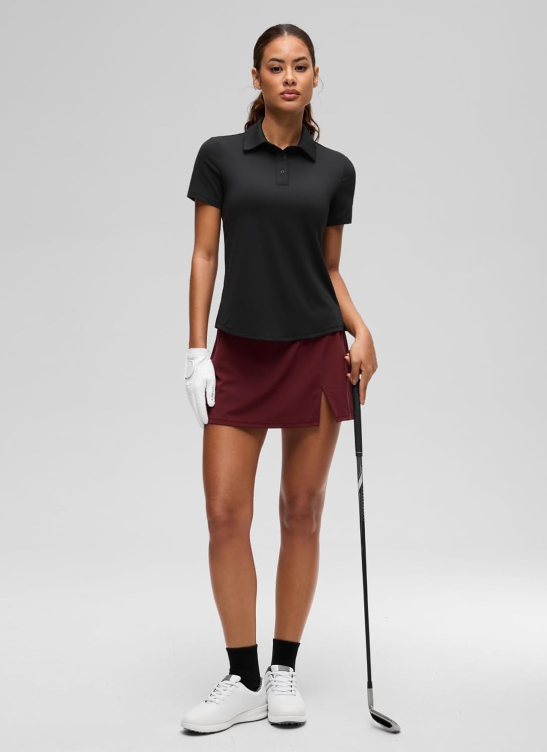 image:imageCRZ YOGA Golf Polo Shirts Short Sleeve for Women UPF 50 Sun Protection Tennis Athletic Collared Tops Lightweight Quick DryBlack