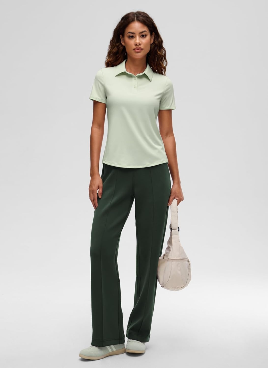 image:imageCRZ YOGA Golf Polo Shirts Short Sleeve for Women UPF 50 Sun Protection Tennis Athletic Collared Tops Lightweight Quick DryJade Grey