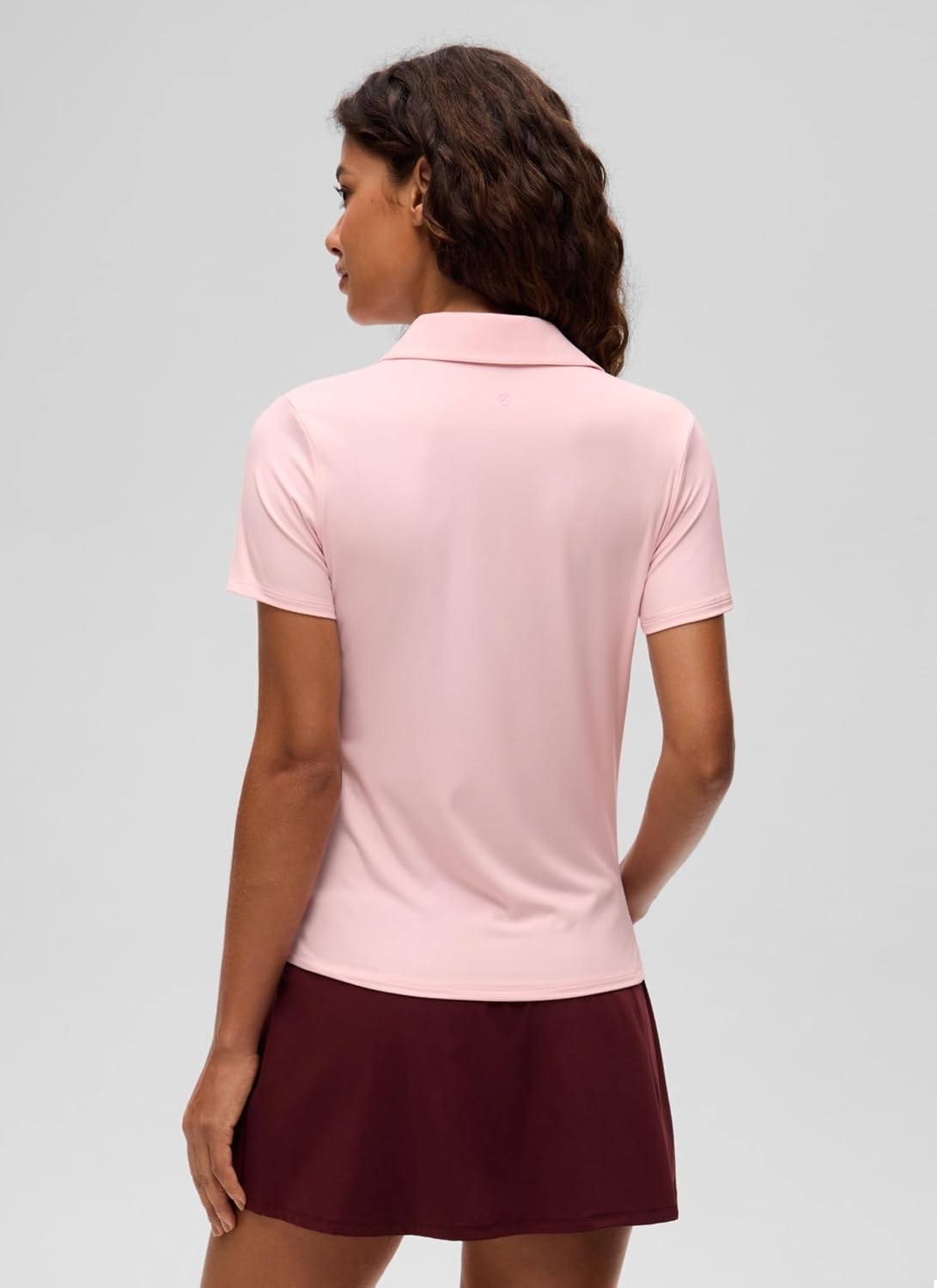 image:imageCRZ YOGA Golf Polo Shirts Short Sleeve for Women UPF 50 Sun Protection Tennis Athletic Collared Tops Lightweight Quick DryStrawberry Pink