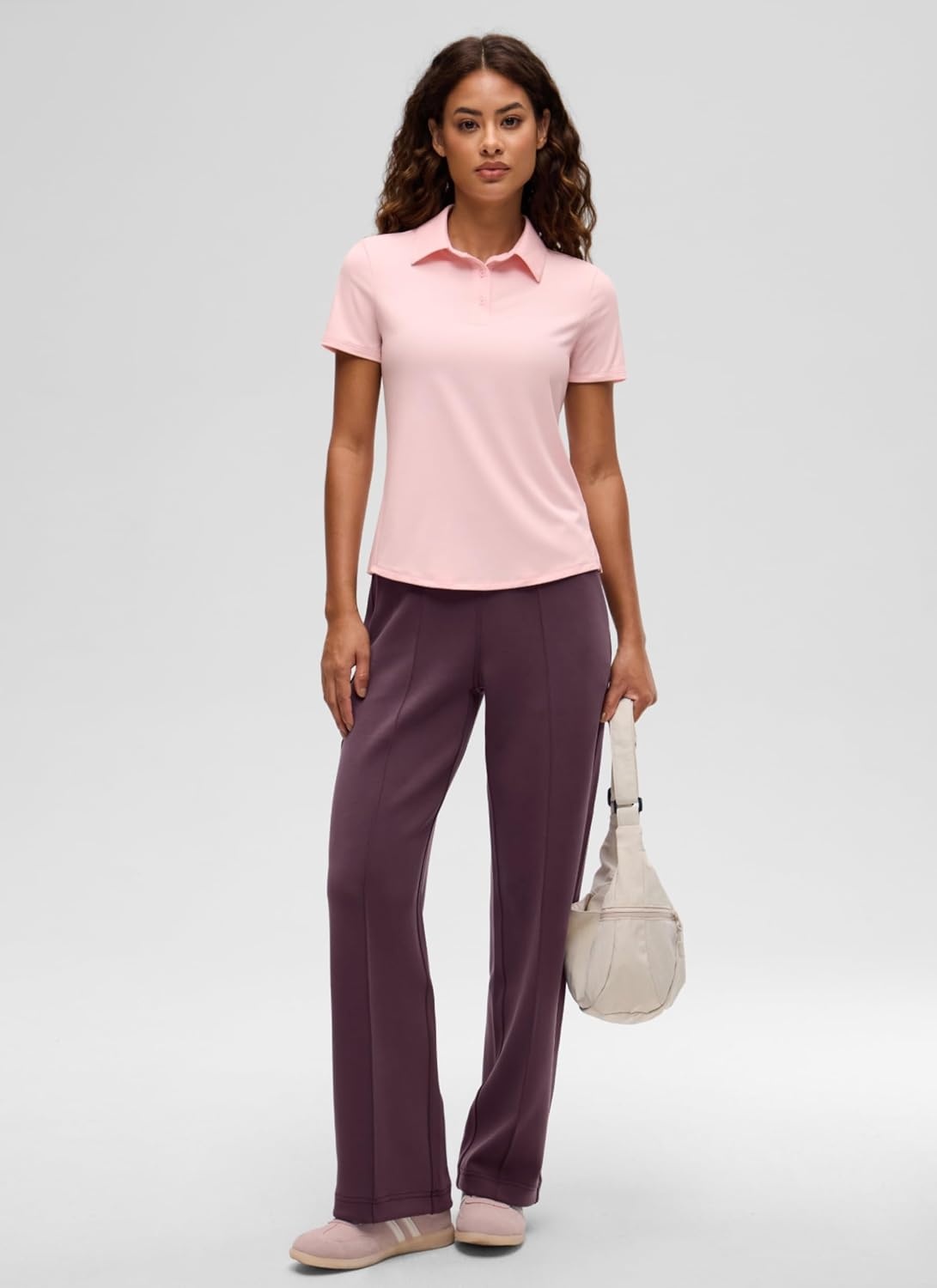 image:imageCRZ YOGA Golf Polo Shirts Short Sleeve for Women UPF 50 Sun Protection Tennis Athletic Collared Tops Lightweight Quick DryStrawberry Pink