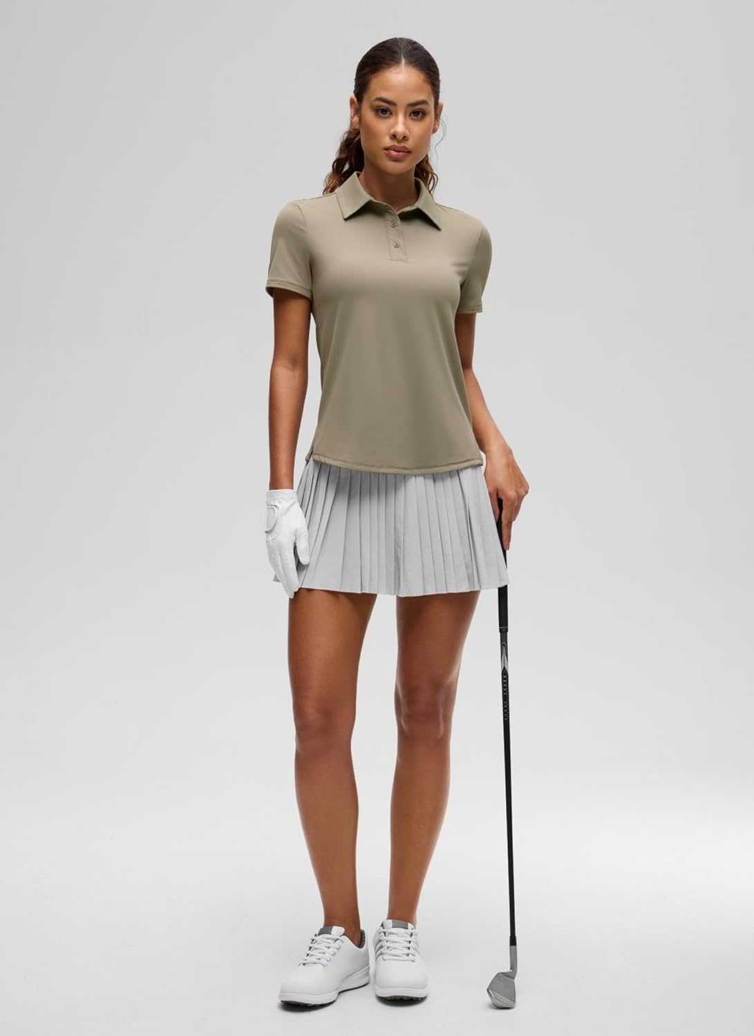 image:imageCRZ YOGA Golf Polo Shirts Short Sleeve for Women UPF 50 Sun Protection Tennis Athletic Collared Tops Lightweight Quick DryWarm Ash Grey