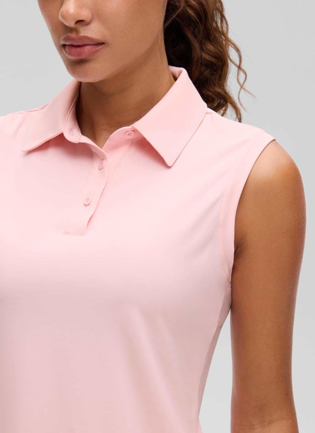image:imageCRZ YOGA Golf Polo Shirts Sleeveless for Women UPF 50 Sun Protection Tennis Athletic Collared Tanks Lightweight Quick DryStrawberry Pink