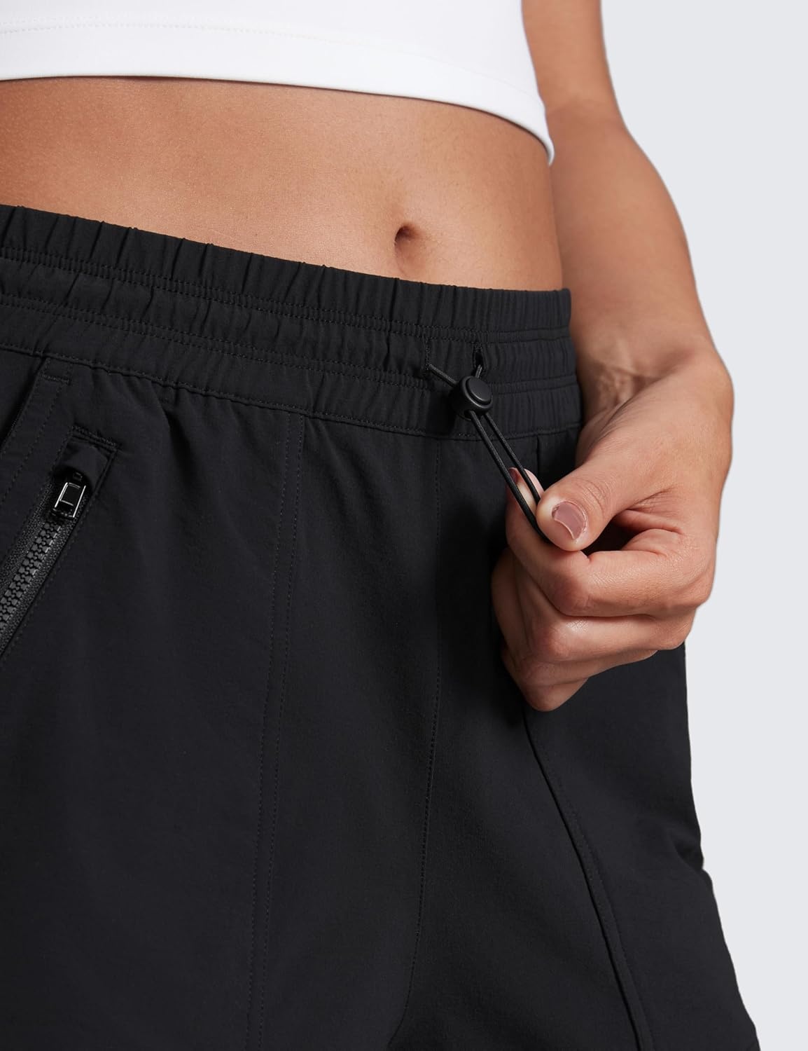 image:imageCRZ YOGA High Waisted Hiking Shorts for Women 3 Water Resistant Cargo for Athletic Travel Outdoor with Zip PocketsBlack