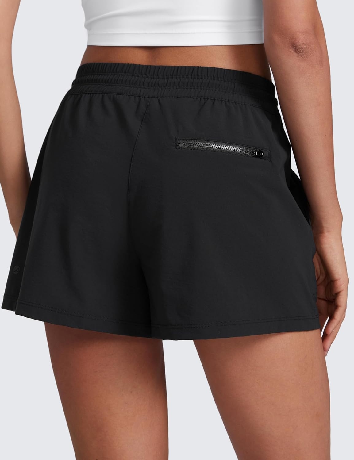 image:imageCRZ YOGA High Waisted Hiking Shorts for Women 3 Water Resistant Cargo for Athletic Travel Outdoor with Zip PocketsBlack