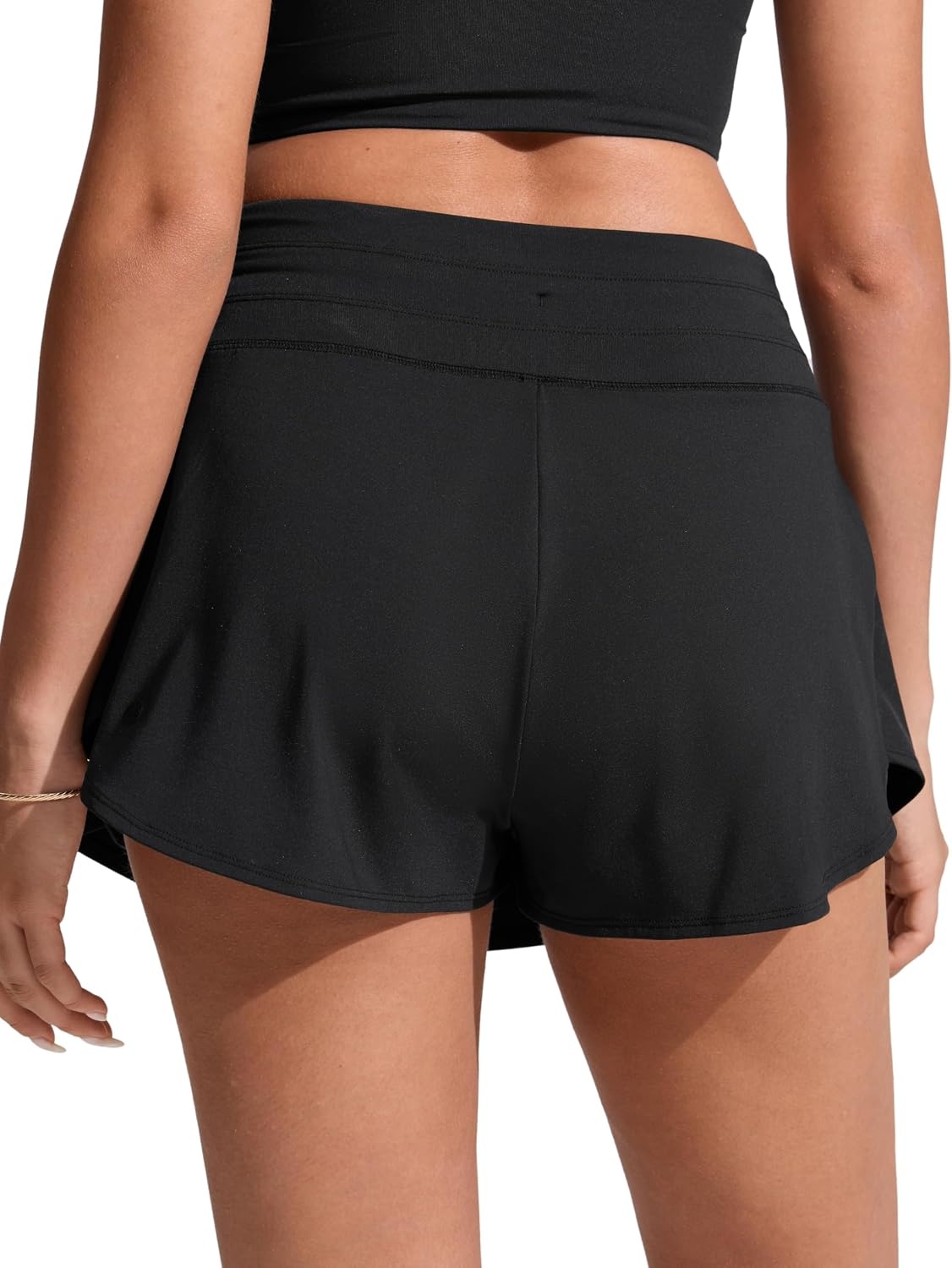 image:imageCRZ YOGA High Waisted Skirty Board Shorts for Women Flowy Overlay Swim Skorts Bathing Suit Bottoms with Brief LinerBlack